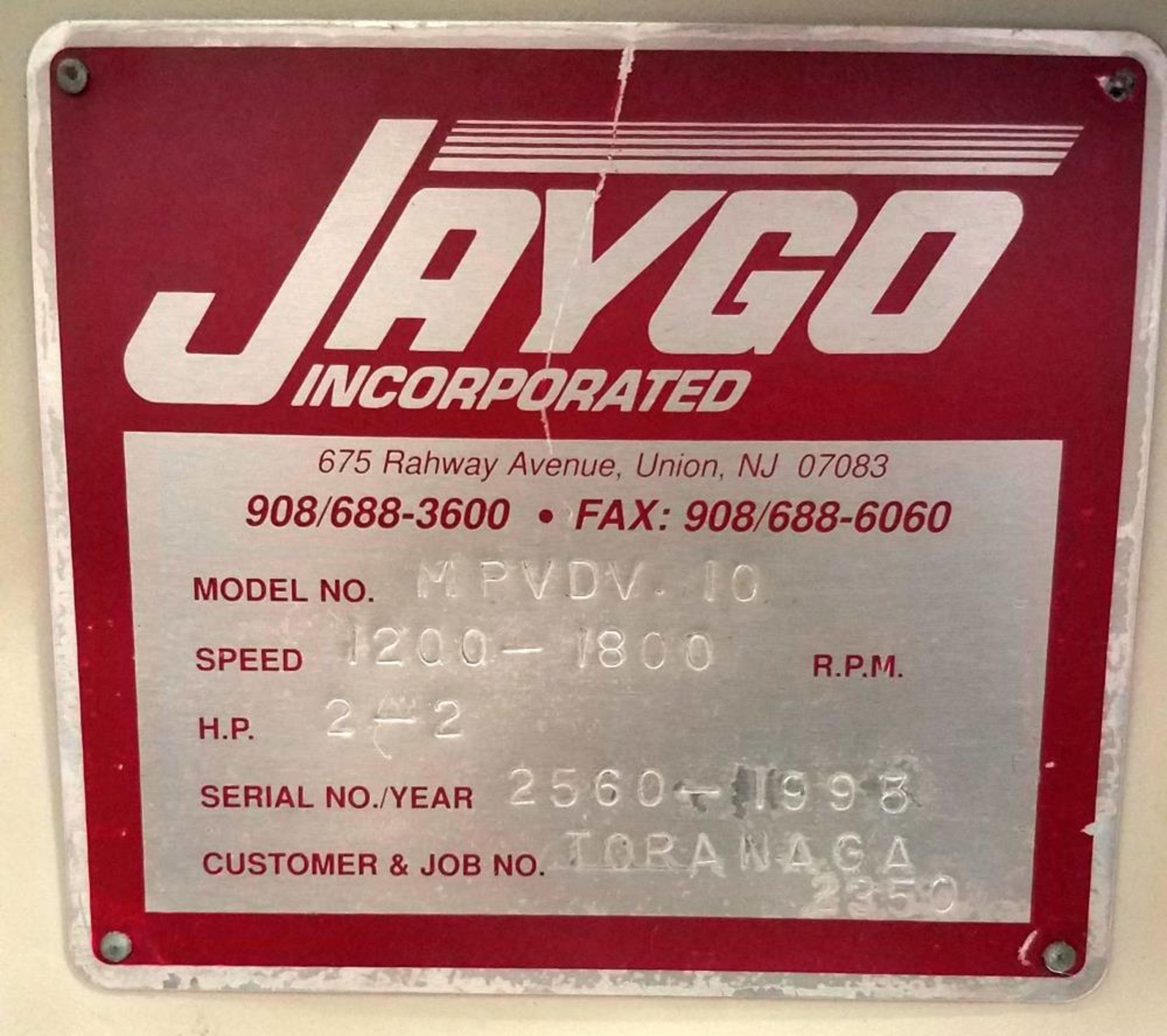 Used- Jaygo Planetary Mixer, Model MPVDV 10. 10 Liter Total Capacity - Image 7 of 7