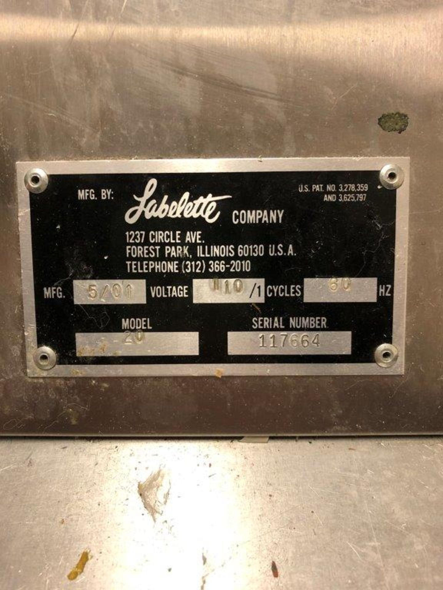 Labelette Semi-Automatic Hot Glue Labeler Model 20, S/N 117664, Year 2001. (SUBJECT TO THE BULK - Image 6 of 10