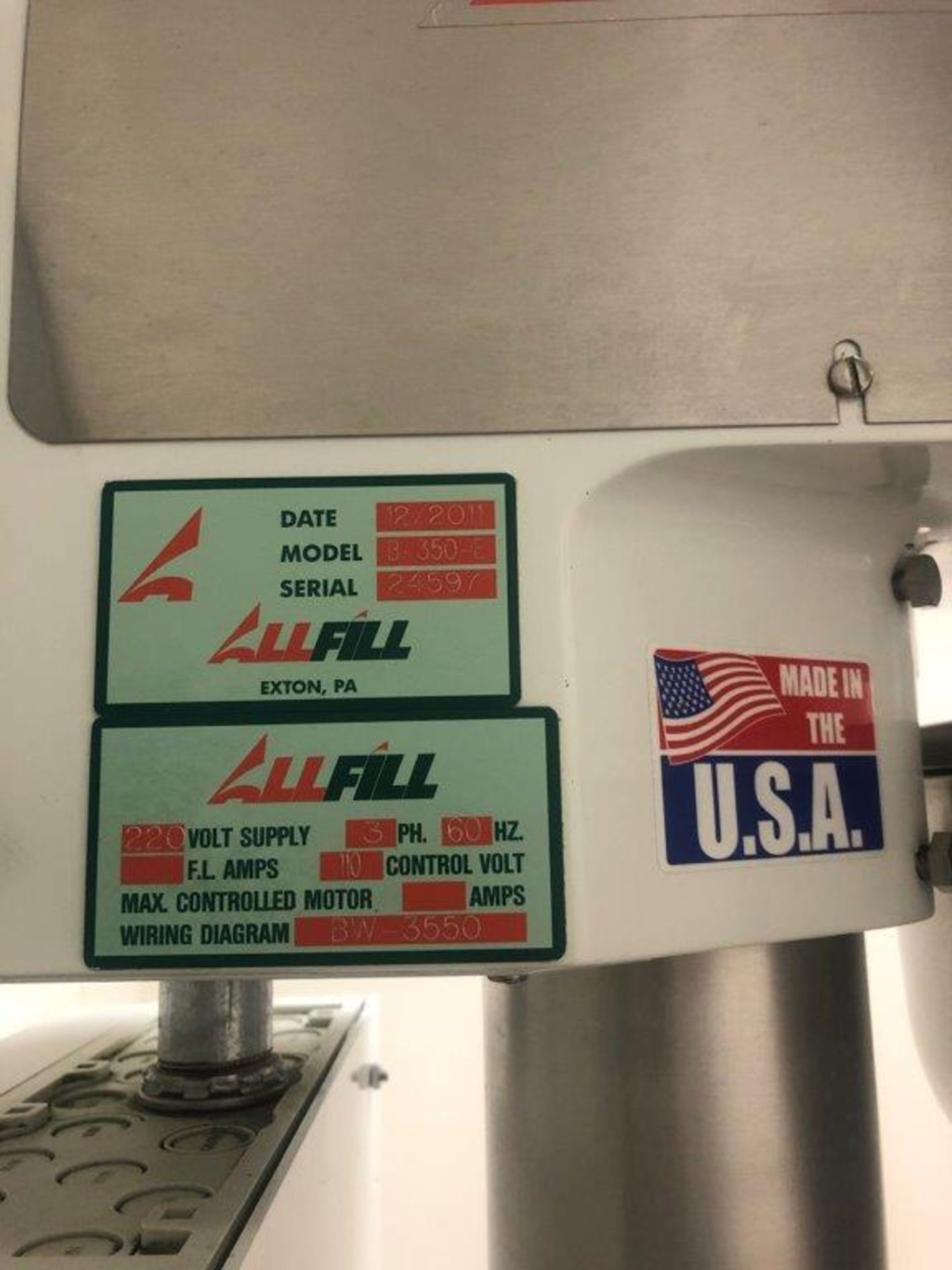 AllFill Auger Filler Model B-350-E, Serial 24597. Year 2011 - Image 2 of 14