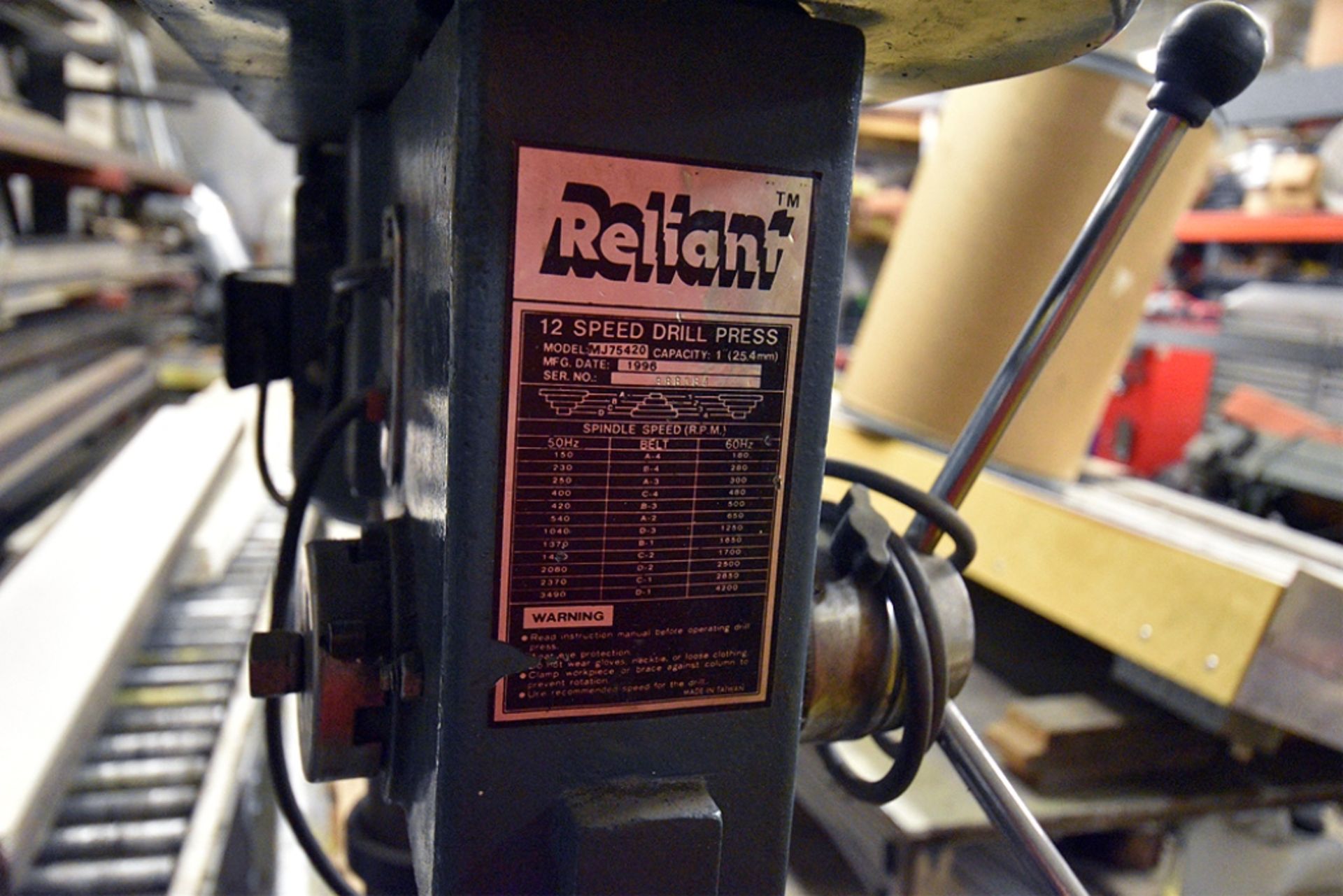 Reliant 12-speed Pedestal Mounted Drill Press - Image 2 of 2