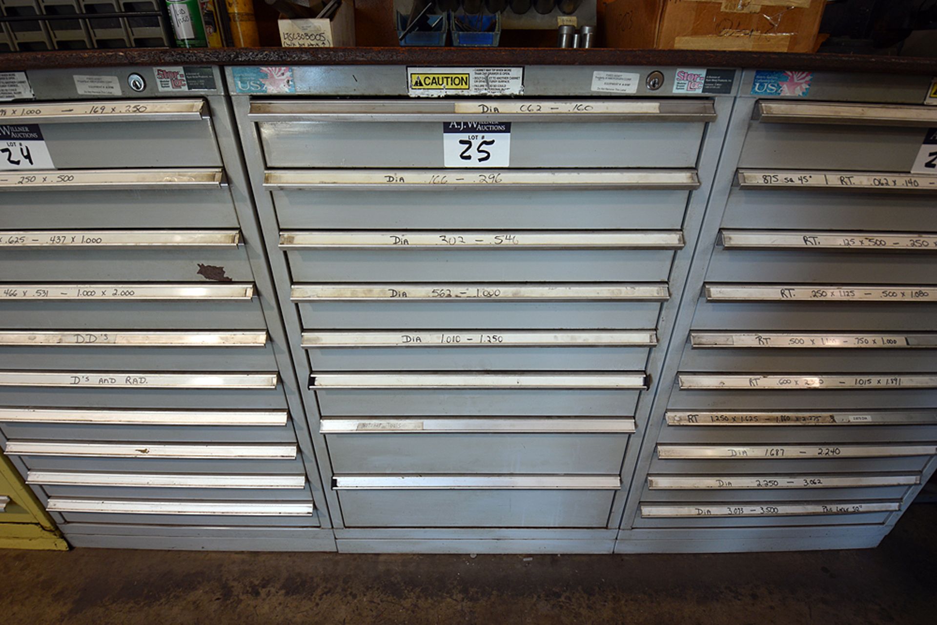 8 drawer cabinet containing assorted tooling