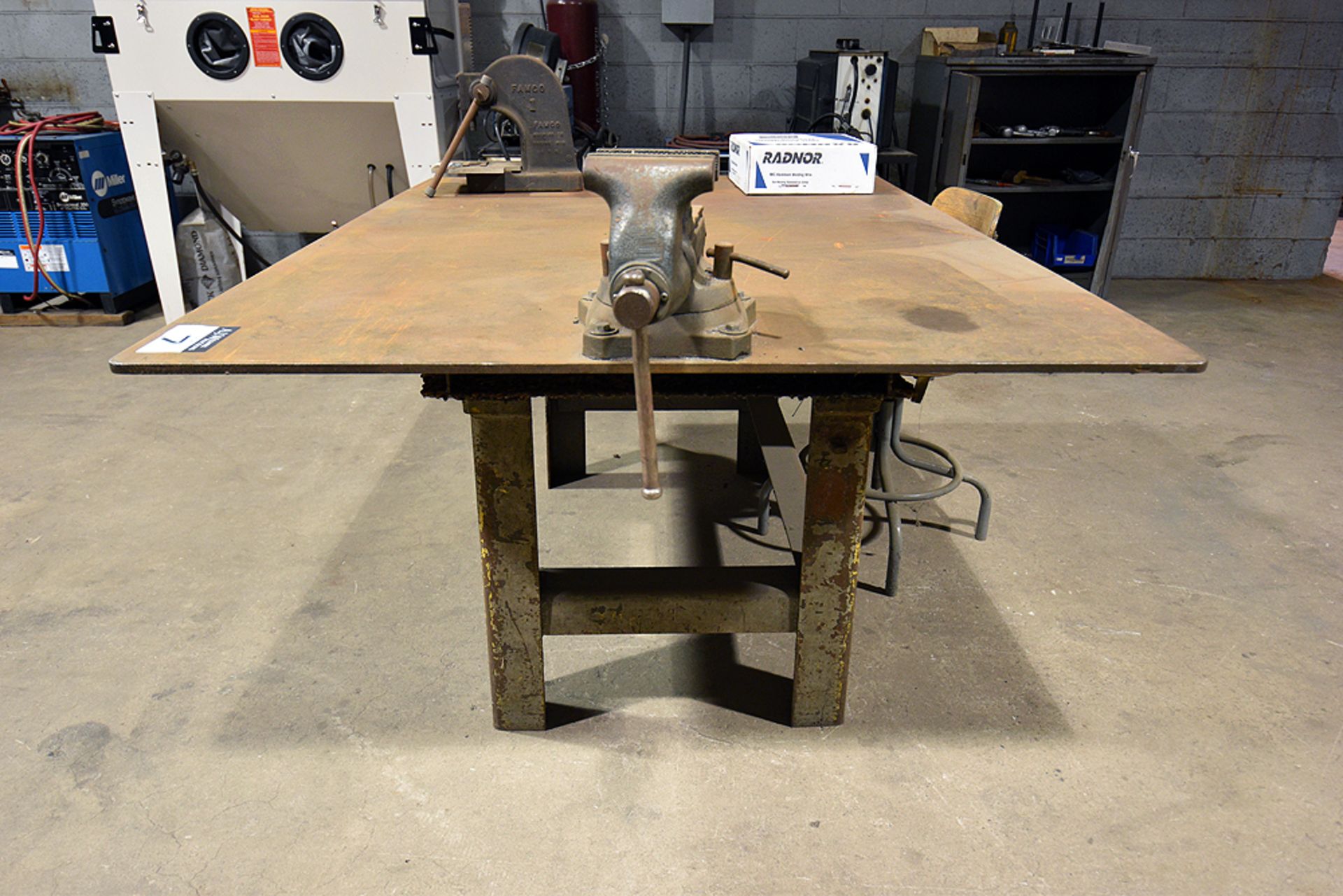 Steel welding table, 48” x 66” x ½”, w/ 5” vise - Image 2 of 3