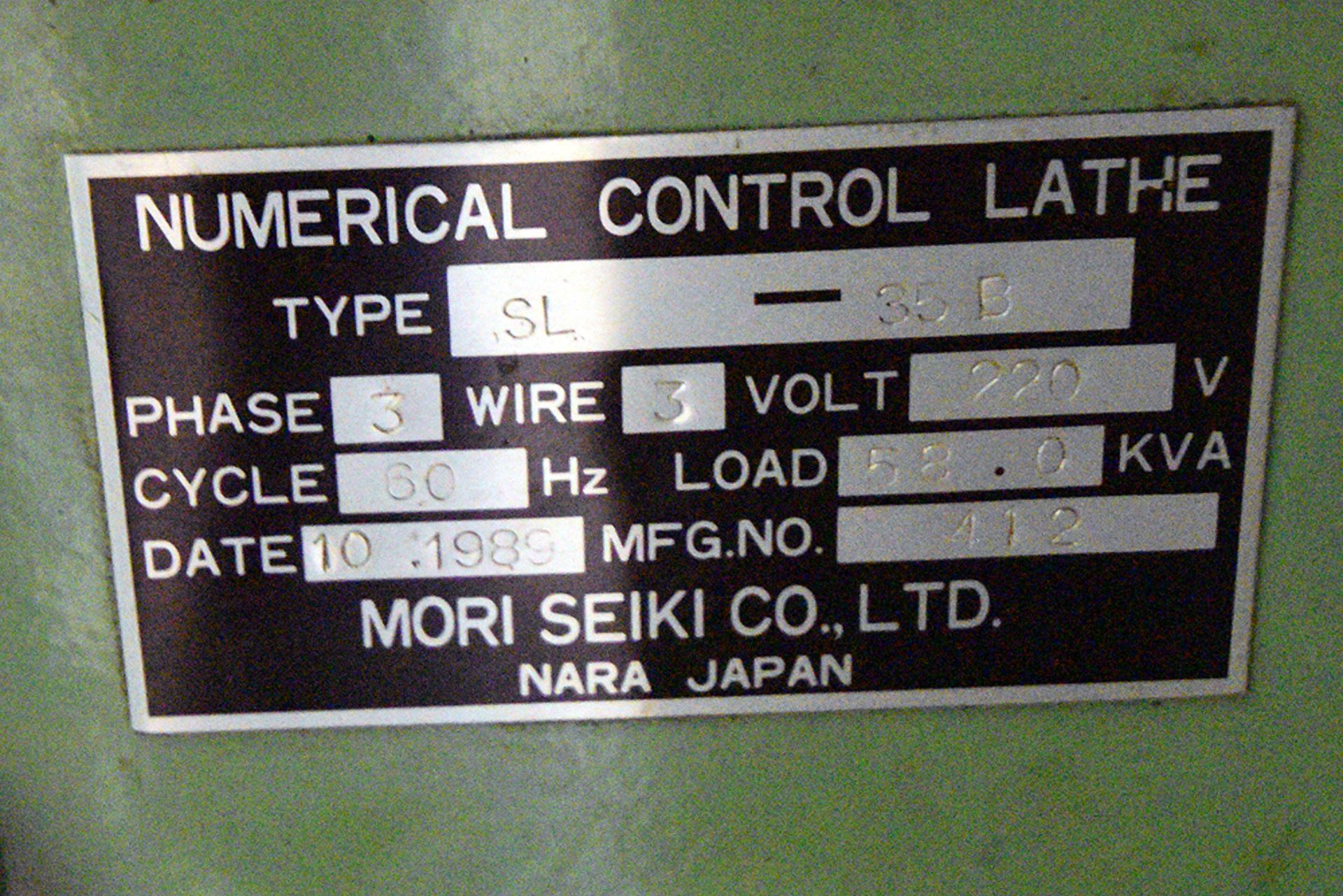 Mori Seiki SL-35B/750412 CNC Lathe System, w/Daikin Hydraulic Unit - Image 7 of 9