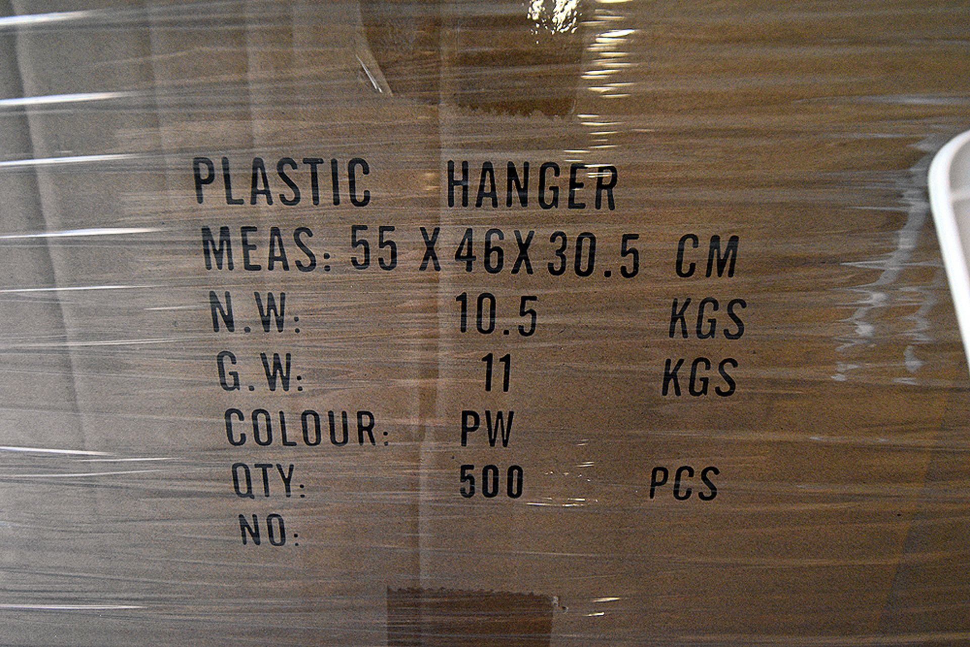 Cases of 500 White Plastic Hangers 55cmx46cmx30 1/2cm - Image 2 of 3