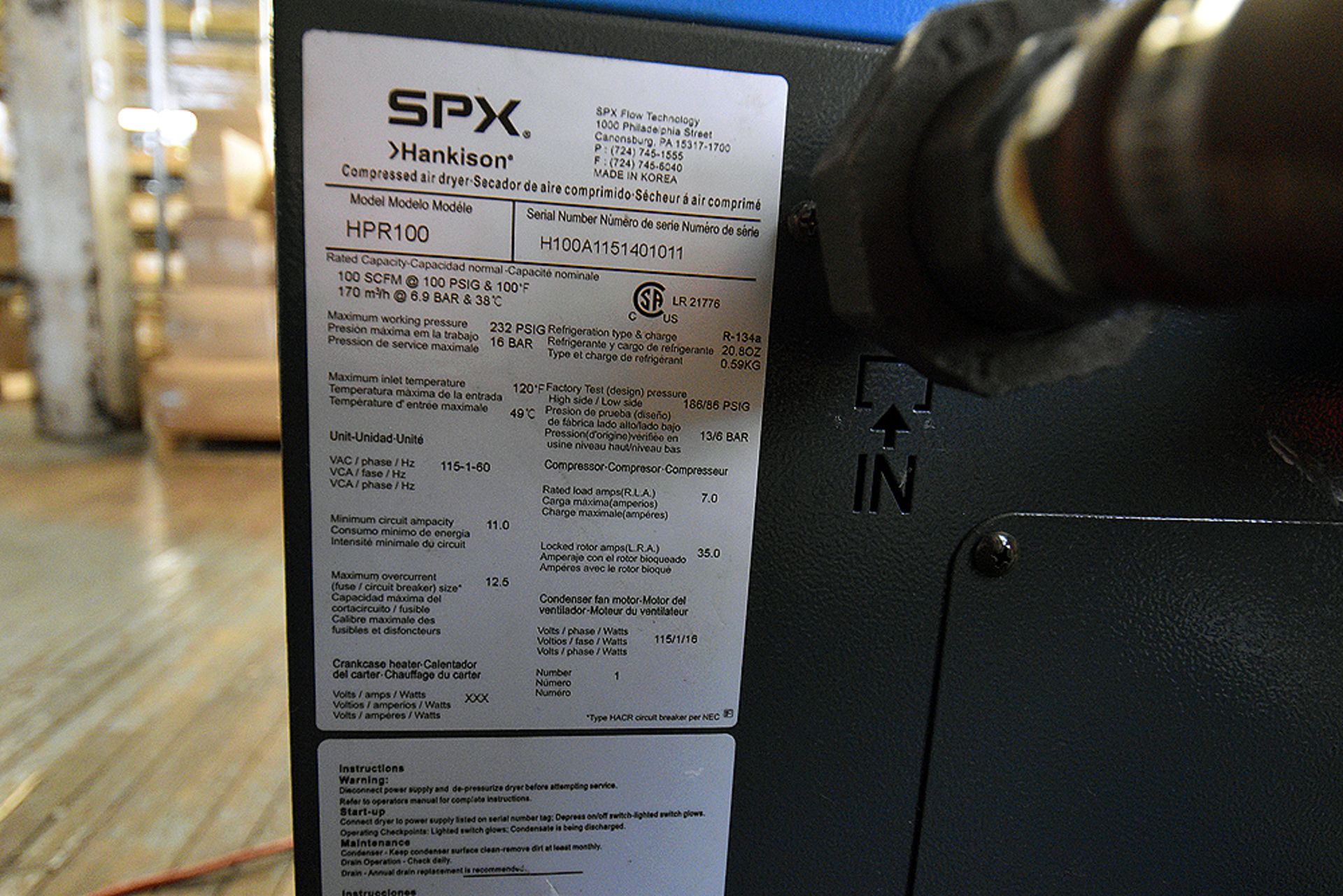 Hankison SPX Mod HPR100 Compressed Air Dryer Unit - Image 4 of 4