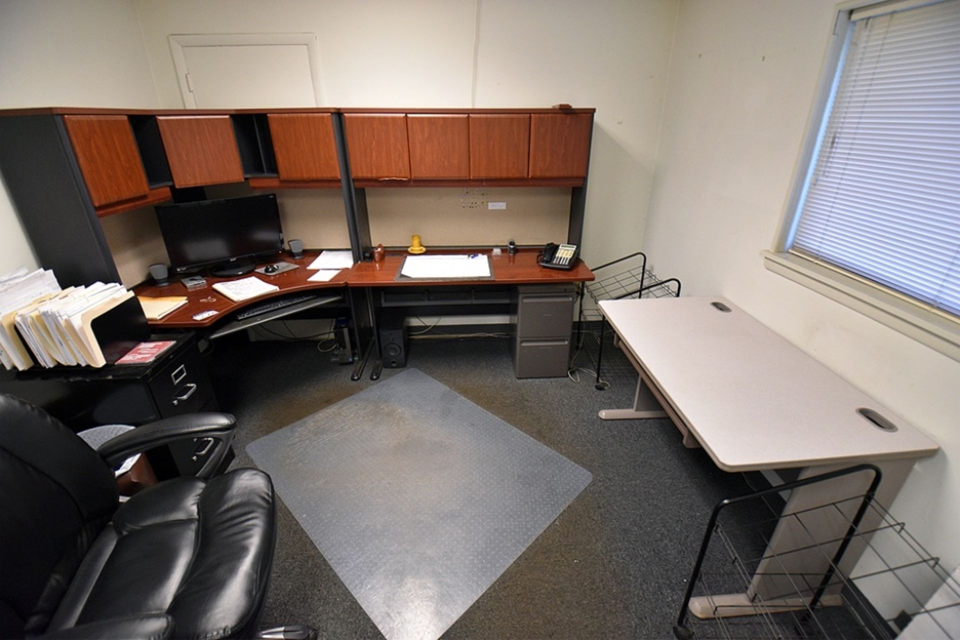 Desks, Shelves, Office Chairs, and File Cabinets Throughout Office