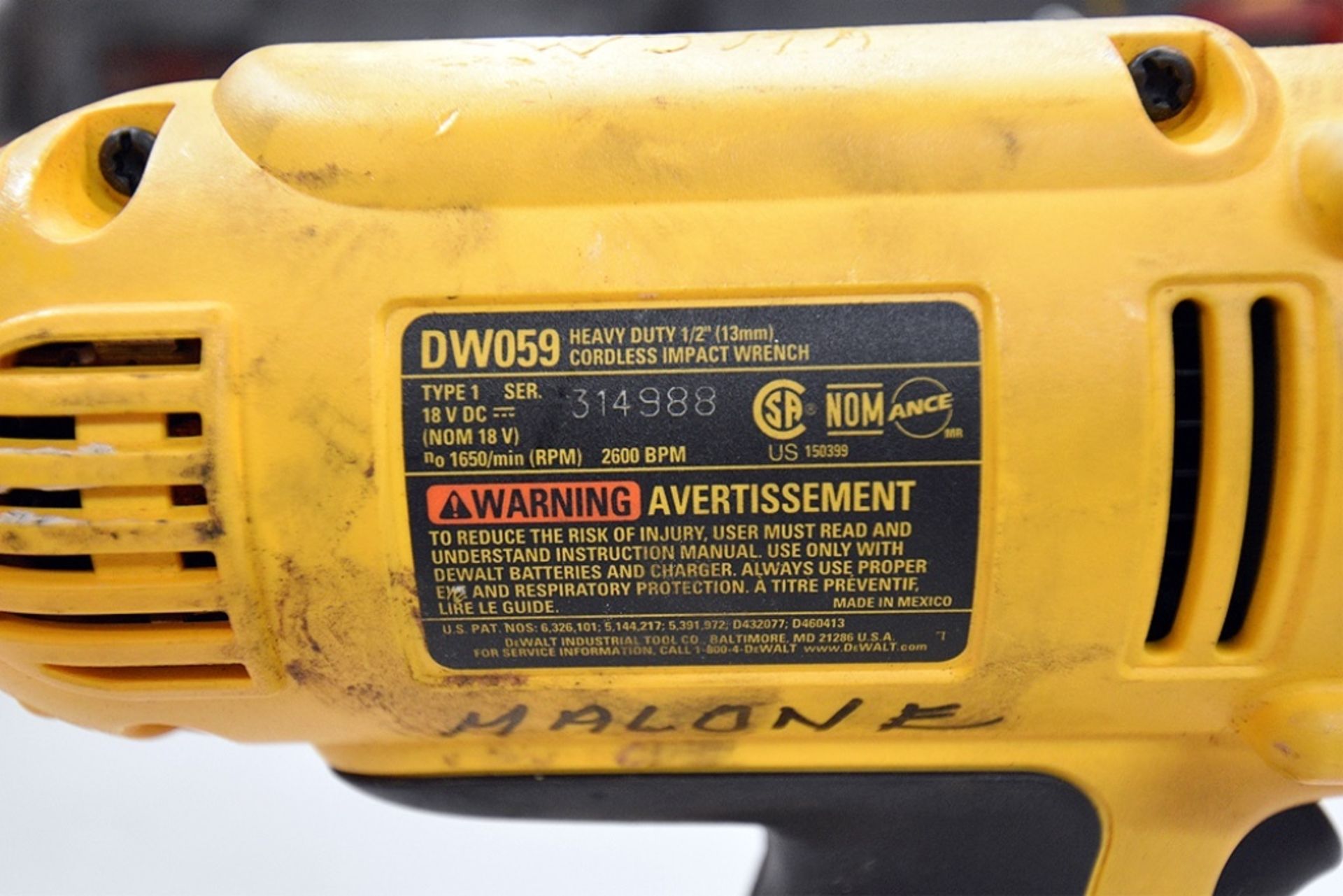 DeWalt DW059 HD 1/2" Cordless Impact Wrench 18v w/ (1) Battery - Image 4 of 4