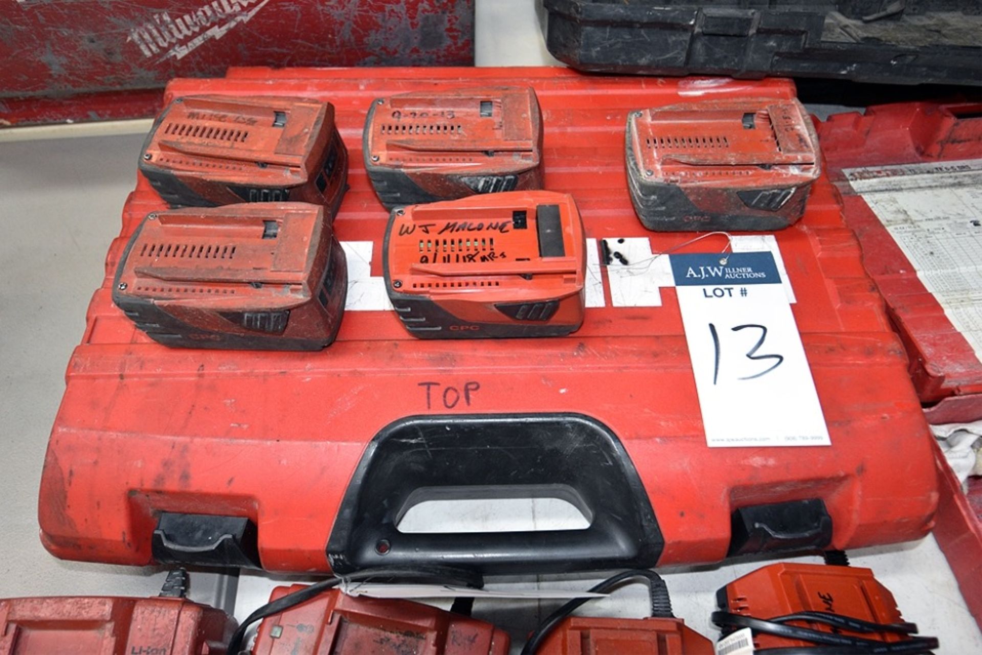 (5) Hilti 21.6v Lithium Ion Batteries, (4) Hilti Chargers, and (1) Hilti Case - Image 3 of 3