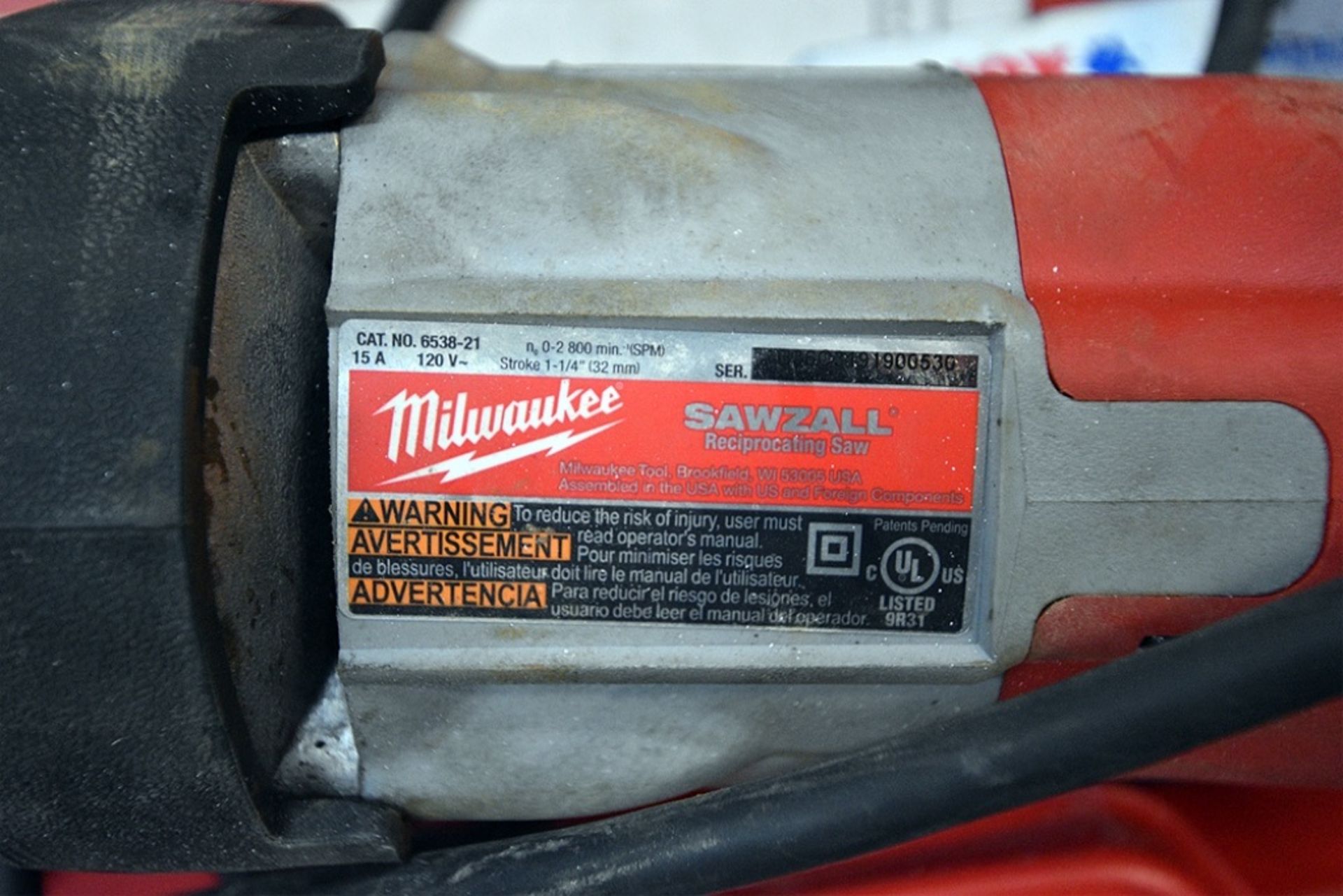 Milwaukee Corded Orbital Super Sawzall Catalog Number 6538-21 w/ Case - Image 3 of 5