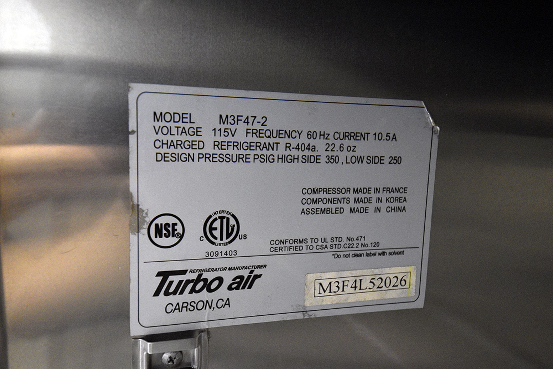 M3 Turboair Freezer Model M3F47-2 - Image 6 of 6