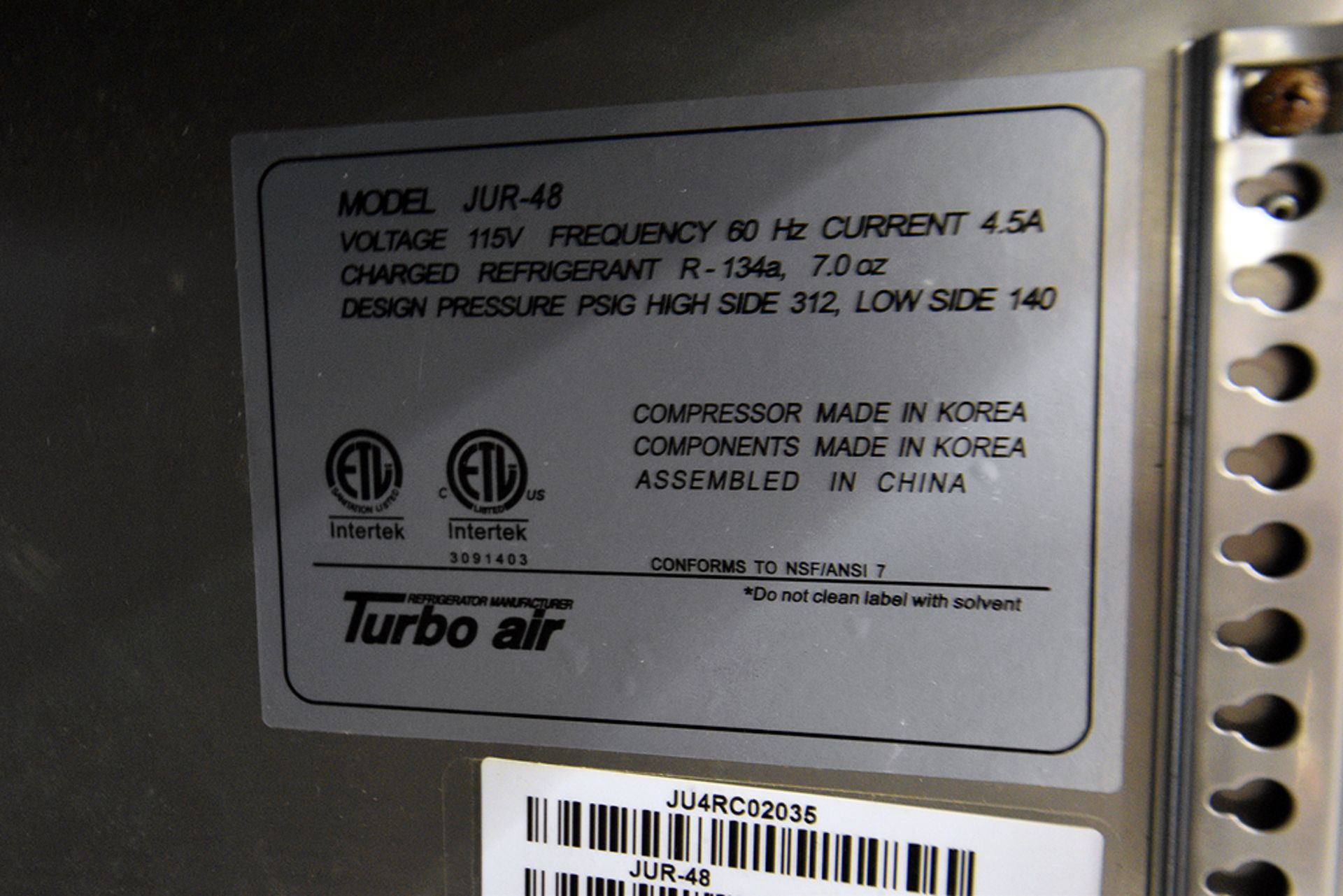 Turbo Air Model JUR-48 Refrigerated Cabinet - Image 7 of 8