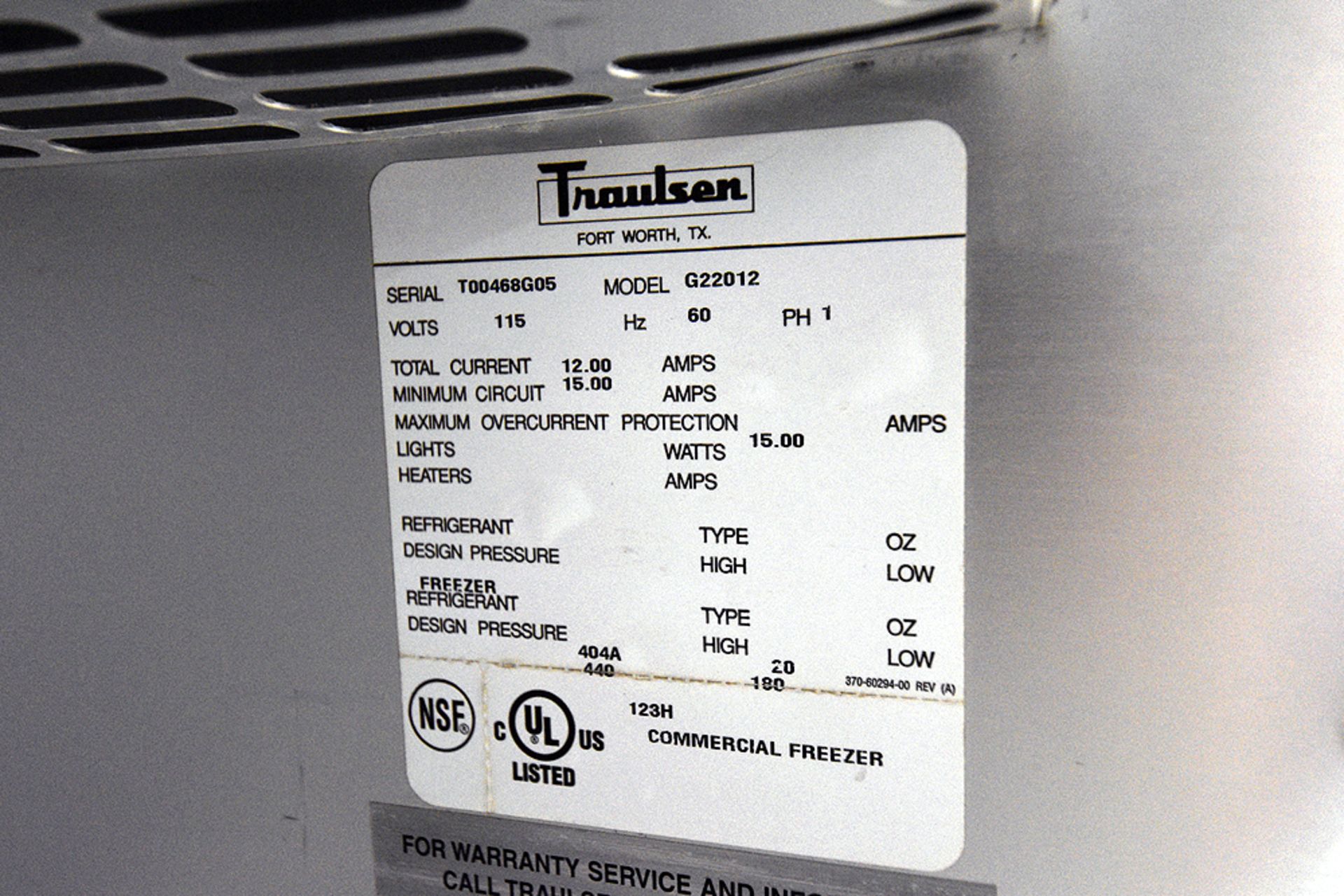 Traulsen 52" G Series Solid Door Reach in Freezer - Image 8 of 8