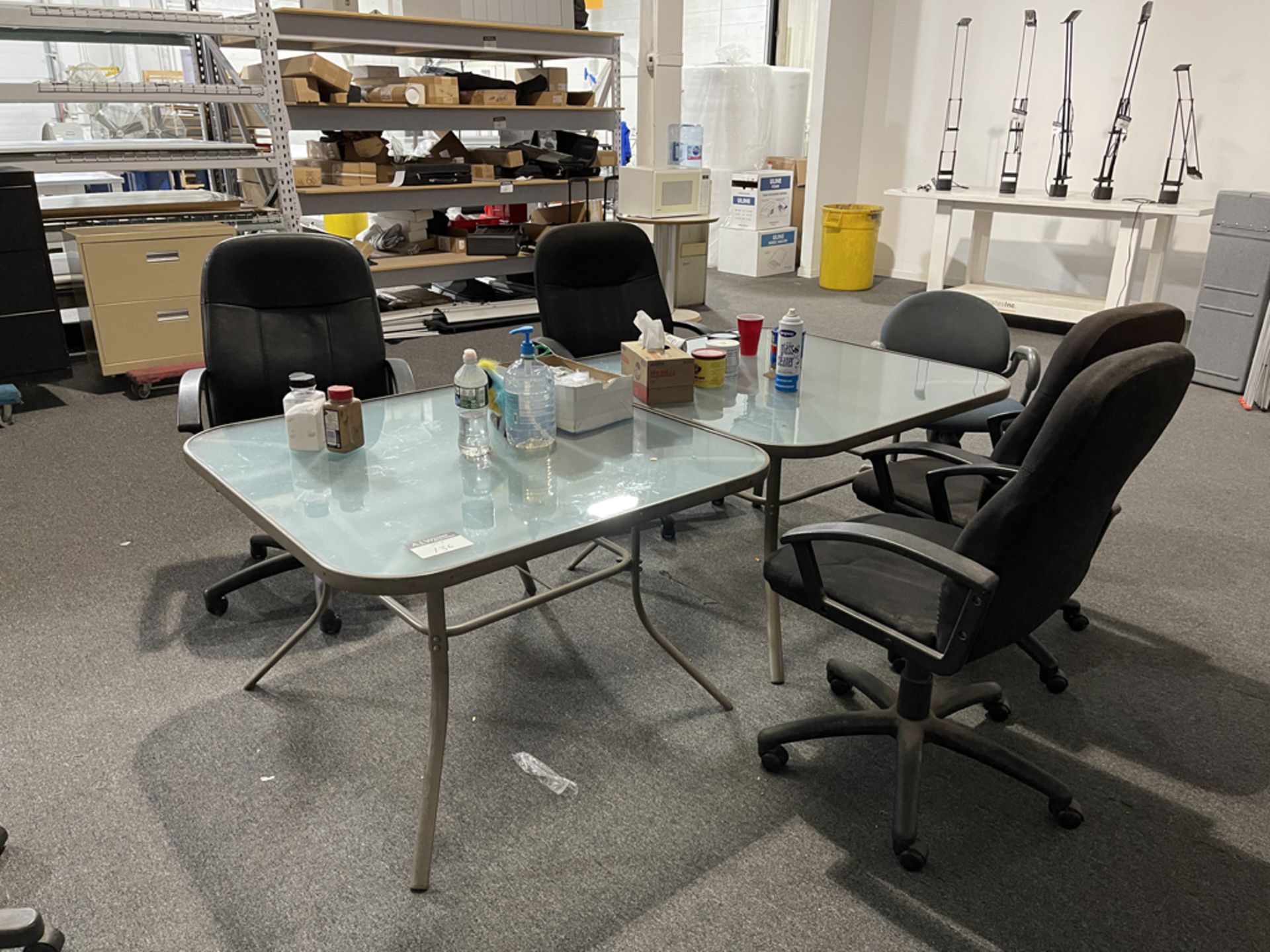 {LOT} Group of 2 Glass Table w/ 6 Chairs