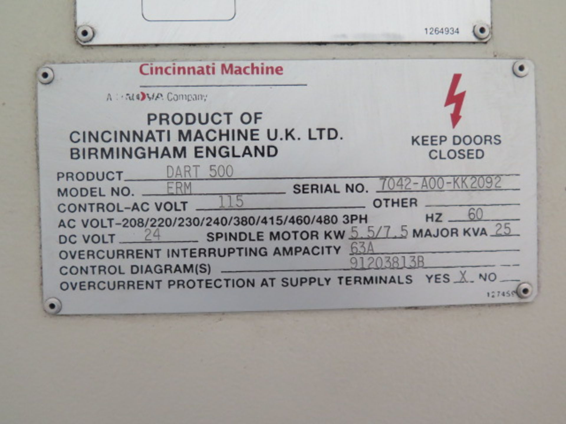 Cincinnati VMC-500 “Dart-500” CNC Vertical Machining Center s/n 7042-A00-KK2092 w/ Cincinnati - Image 12 of 13