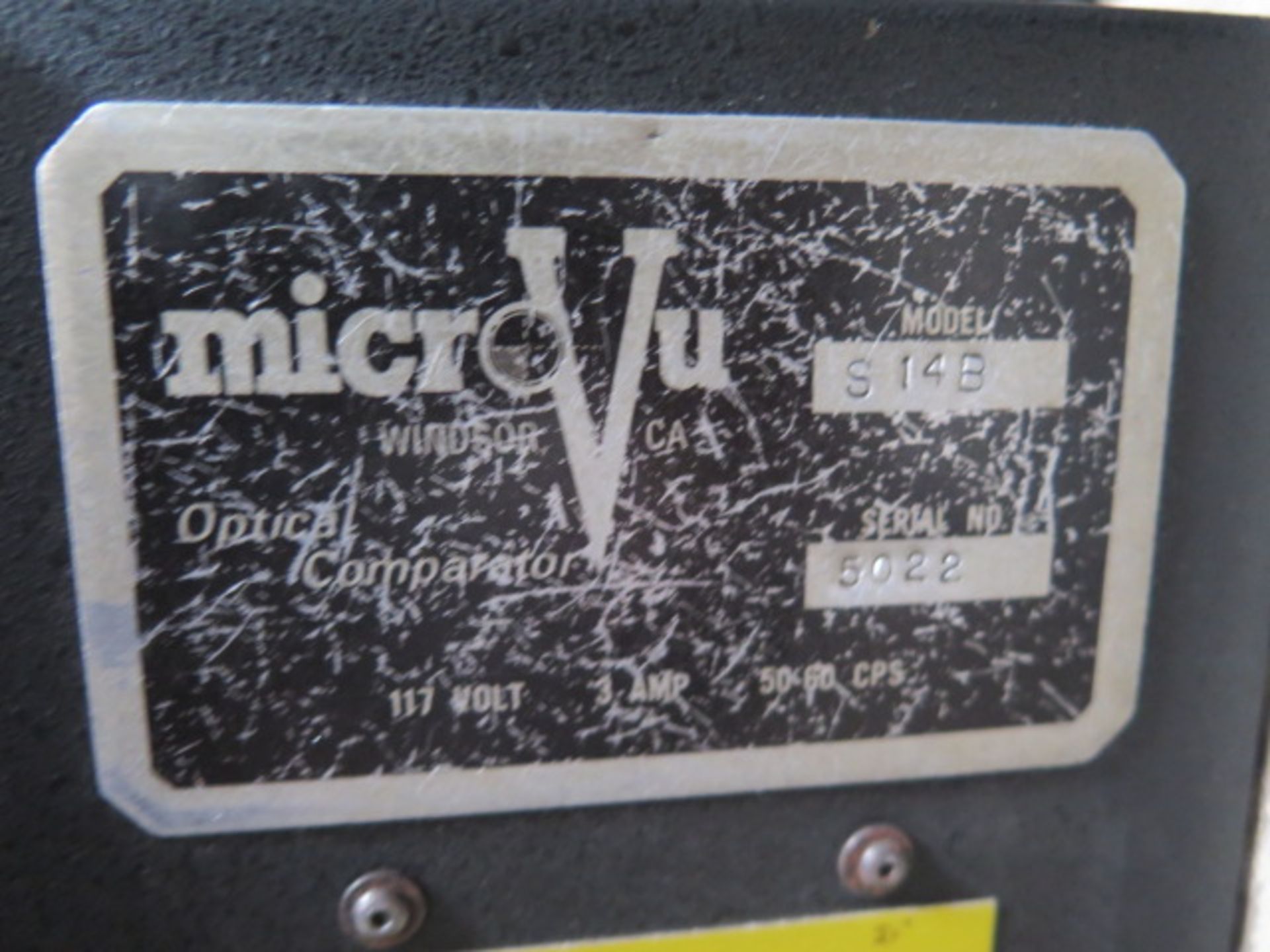 MicroVu mdl. S14B 14” Optical Comparator s/n 5022 w/ Micro-Vu Q16 Programmable DRO, Micro-Vu ED-50 - Image 11 of 11