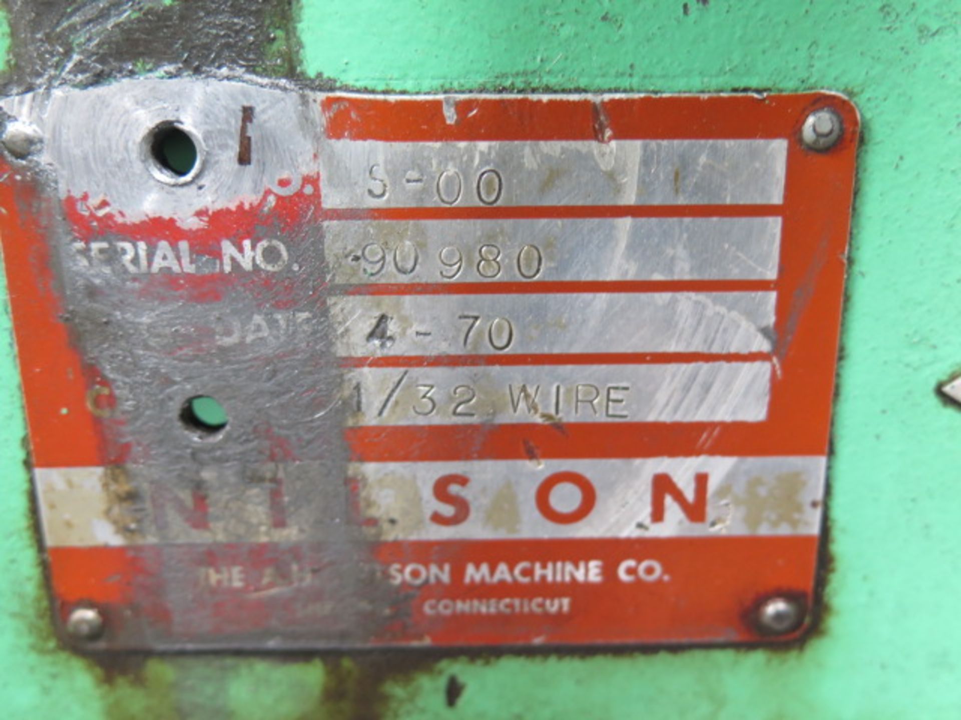 Nilson mdl. S-00 1/32” Wire Cap. Four-Slide Machine s/n 90980(AS IS - NO WARRANTY) - Image 10 of 10