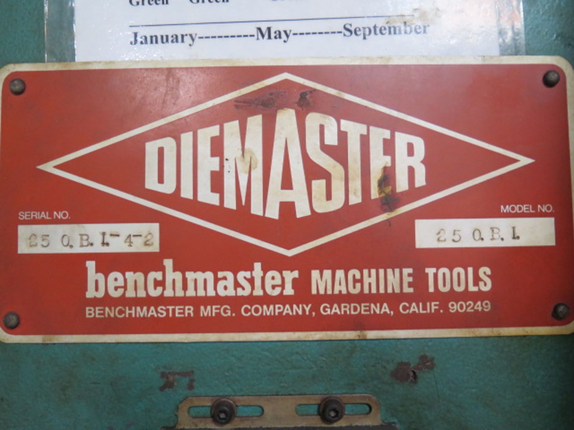 Benchmaster “Diemaster” mdl. 25 OBI 25 Ton Cap OBI Stamping Press s/n 25 OBI-4-2 w/ Pneumatic - Image 9 of 9