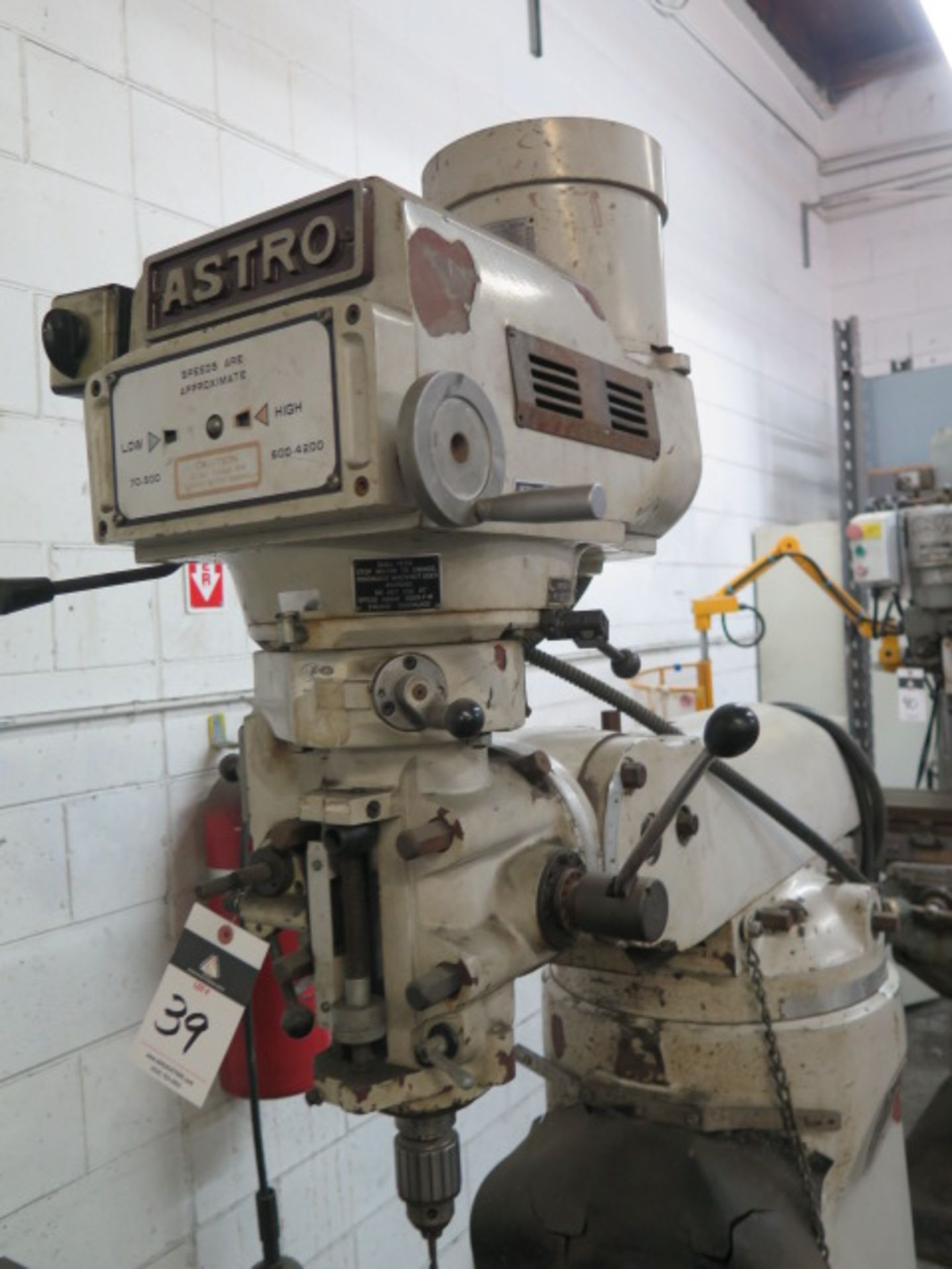 Astro GS-15V Vertical Mill s/n 861011 w/ 2Hp Motor, 70-4200 Dial Change RPM, Chrome Ways, 9” x 49” - Image 2 of 7