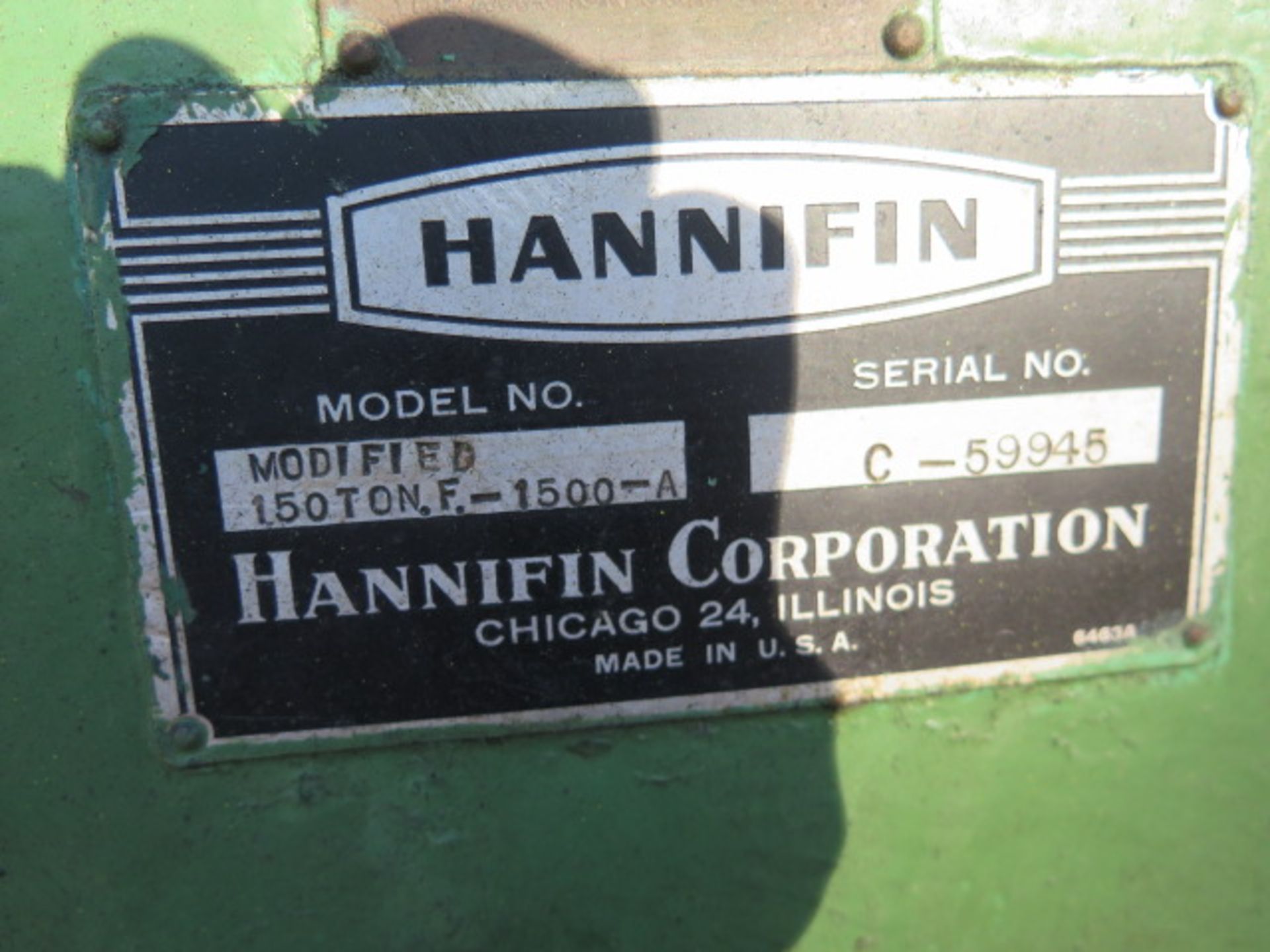 Hannifin “Modified 150 Ton F-1500-A” 150 Ton Hydraulic Press s/n C-59945 w/ New 9” Hydraulic - Image 8 of 8