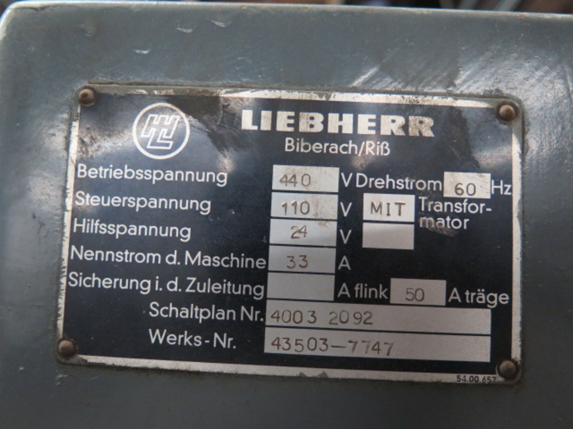 Liebherr 28” Gear Hobber s/n 4003 2092 w/ Single and Double, Cut Auto Cycles, 28” Table to Center - Image 11 of 11