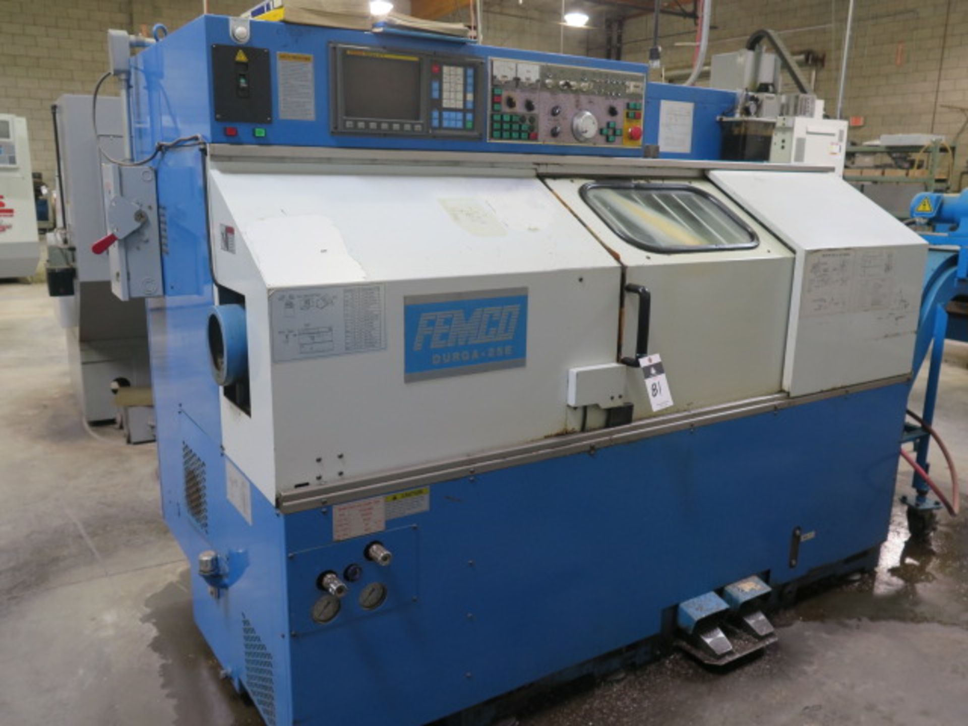 1996 Femco Durga-25E CNC Turning Center s/n L5E275 w/ Fanuc Series 0-T Controls, Tool Presetter, - Image 2 of 14