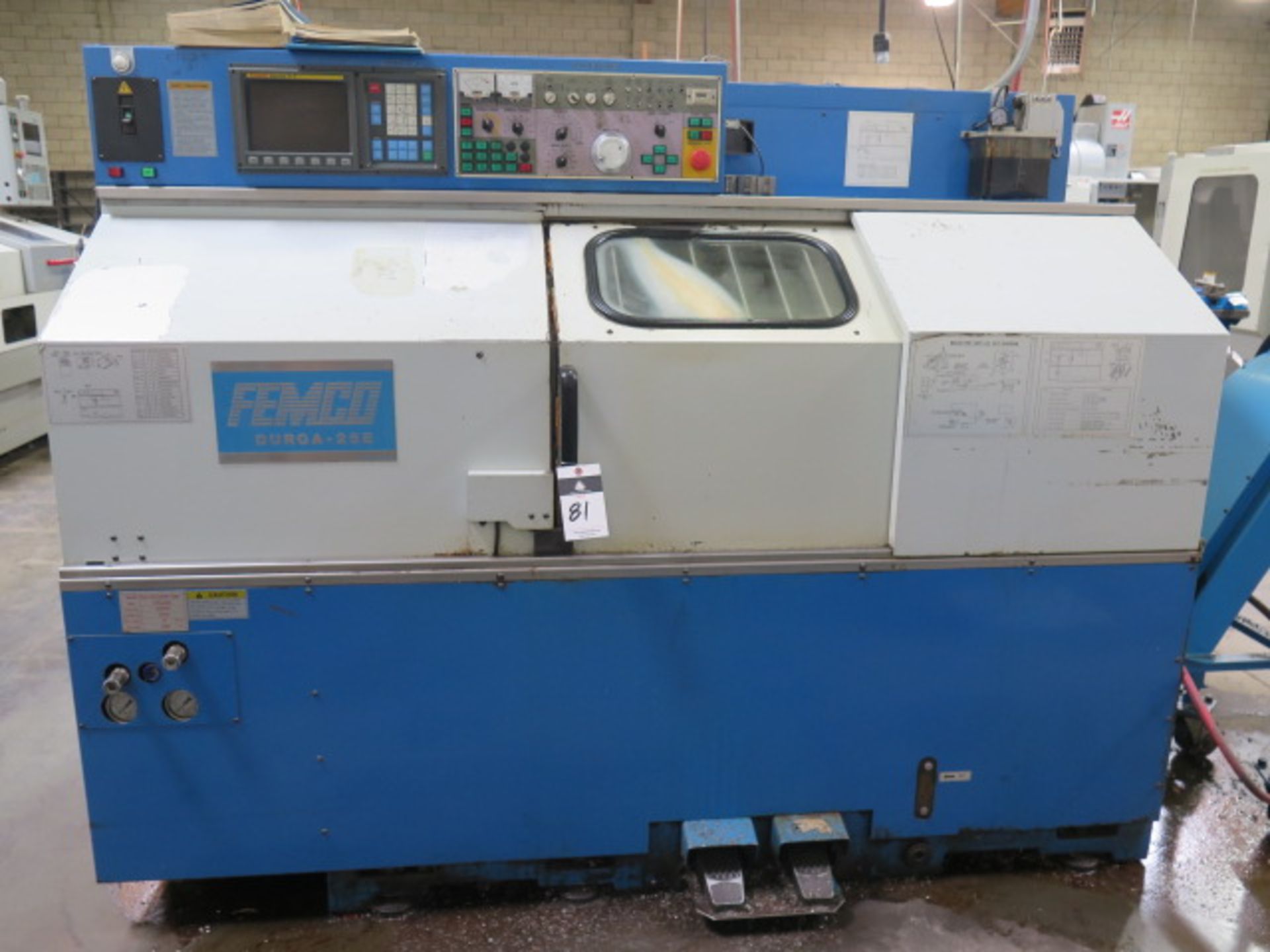 1996 Femco Durga-25E CNC Turning Center s/n L5E275 w/ Fanuc Series 0-T Controls, Tool Presetter,