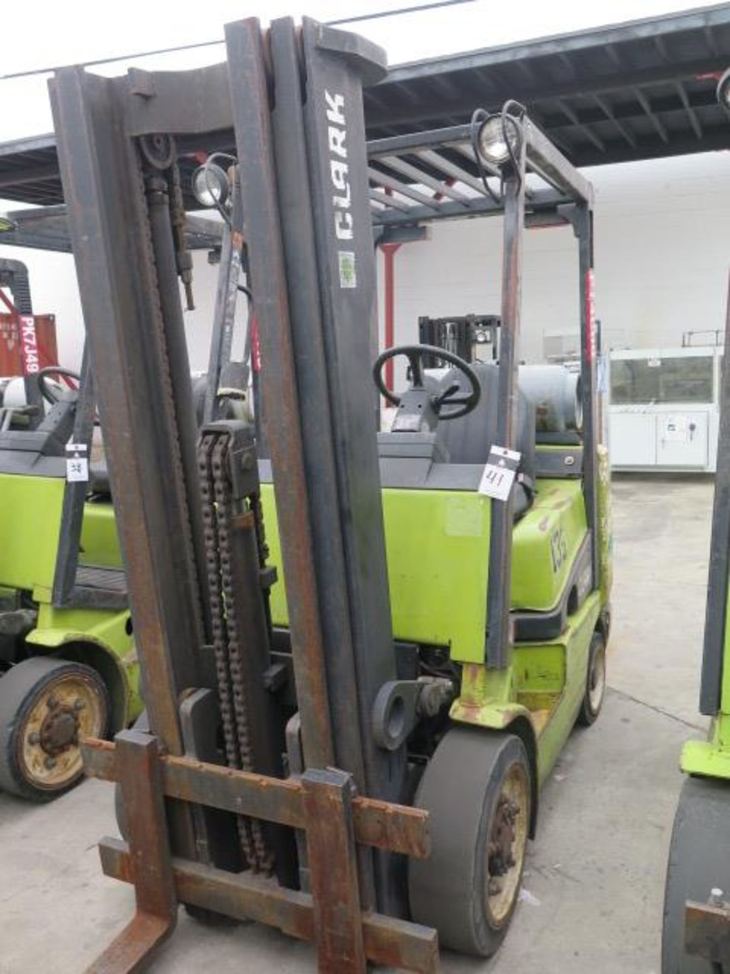 Clark CGC25 5000 Lb Cap LPG Forklift s/n C365L-0161-9484FB w/ 3-Stage Mast, 189” Lift Height,