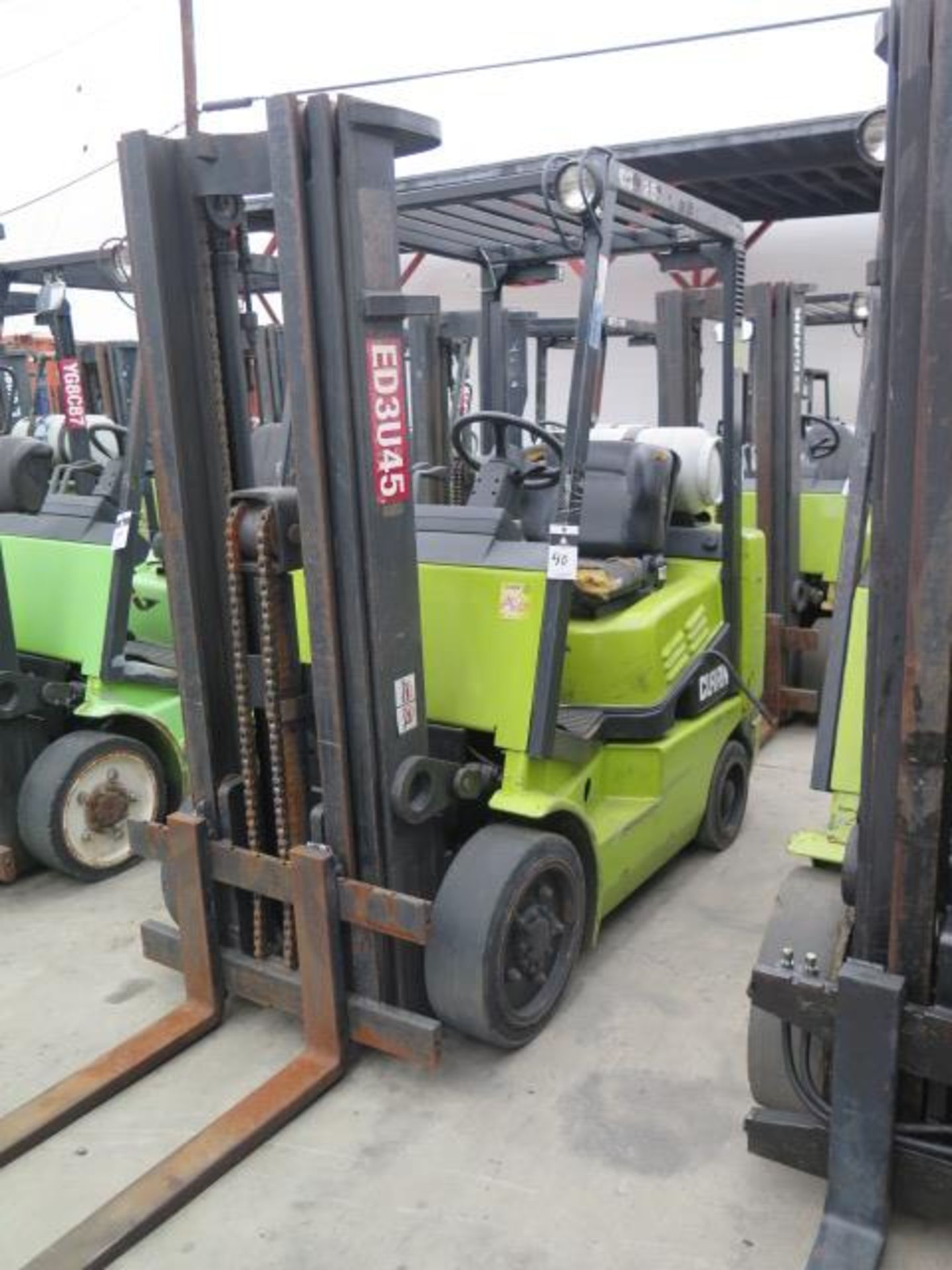 Clark CGC25 5000 Lb Cap LPG Forklift s/n C365L-0167-9521FB w/ 3-Stage Mast, 189” Lift Height,