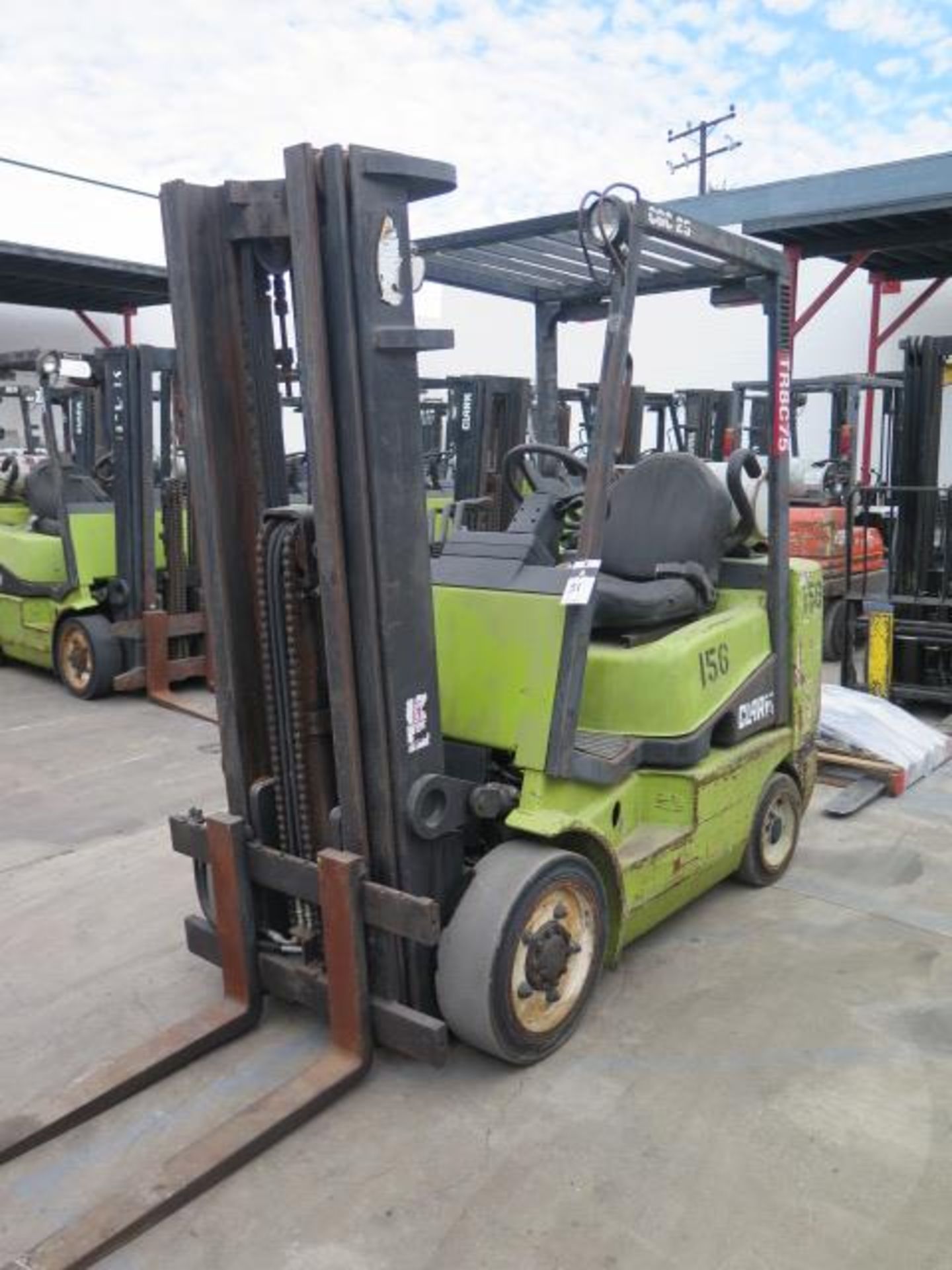 Clark CGC25 5000 Lb Cap LPG Forklift s/n C365L-0250-9497FB w/ 3-Stage Mast, 189” Lift Height,