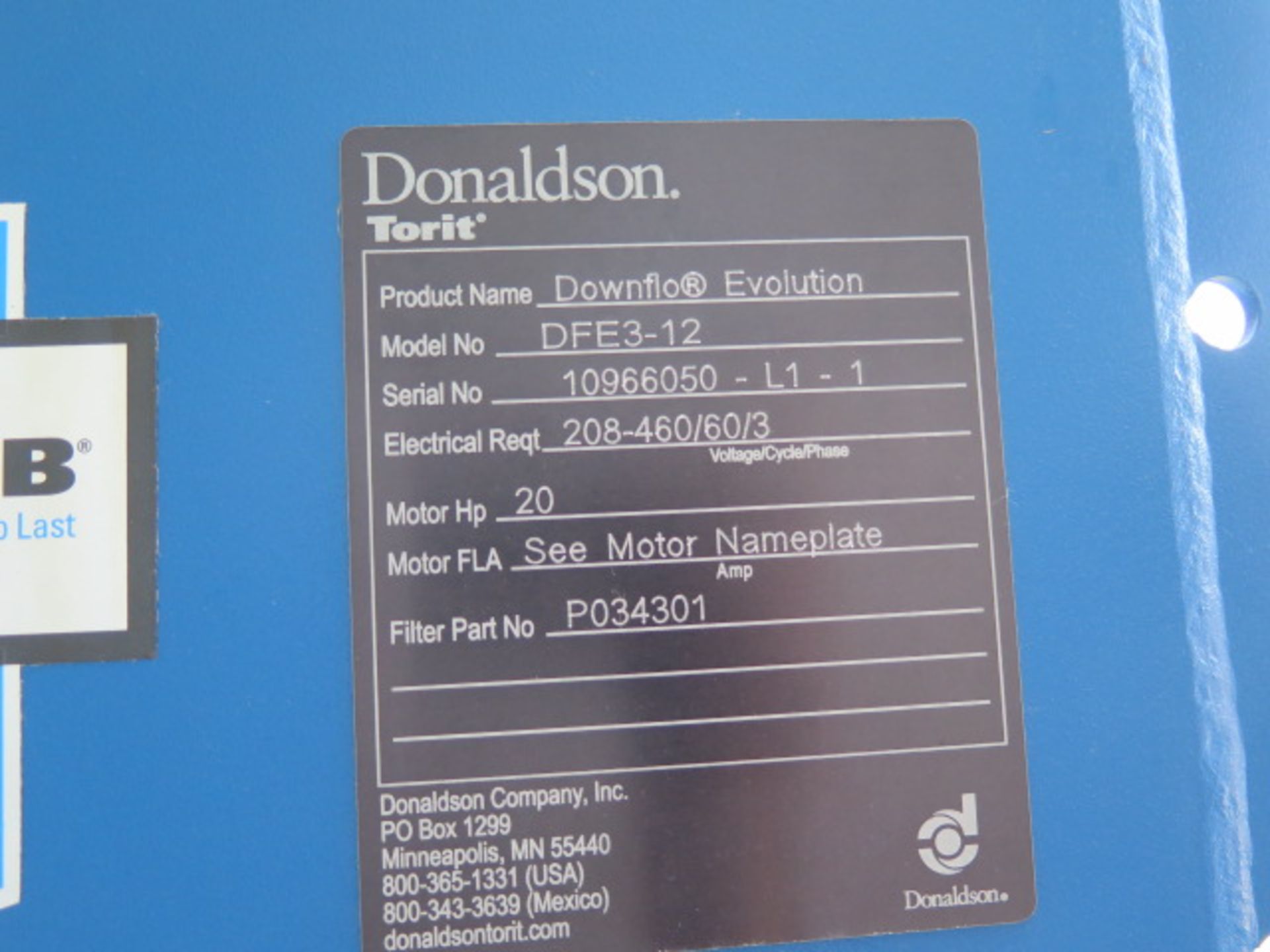 Donaldson Torit Downflo Evolution DFE3-12 Dust Collection System s/n 10966050-L1-1 w/ Donaldson - Image 6 of 8