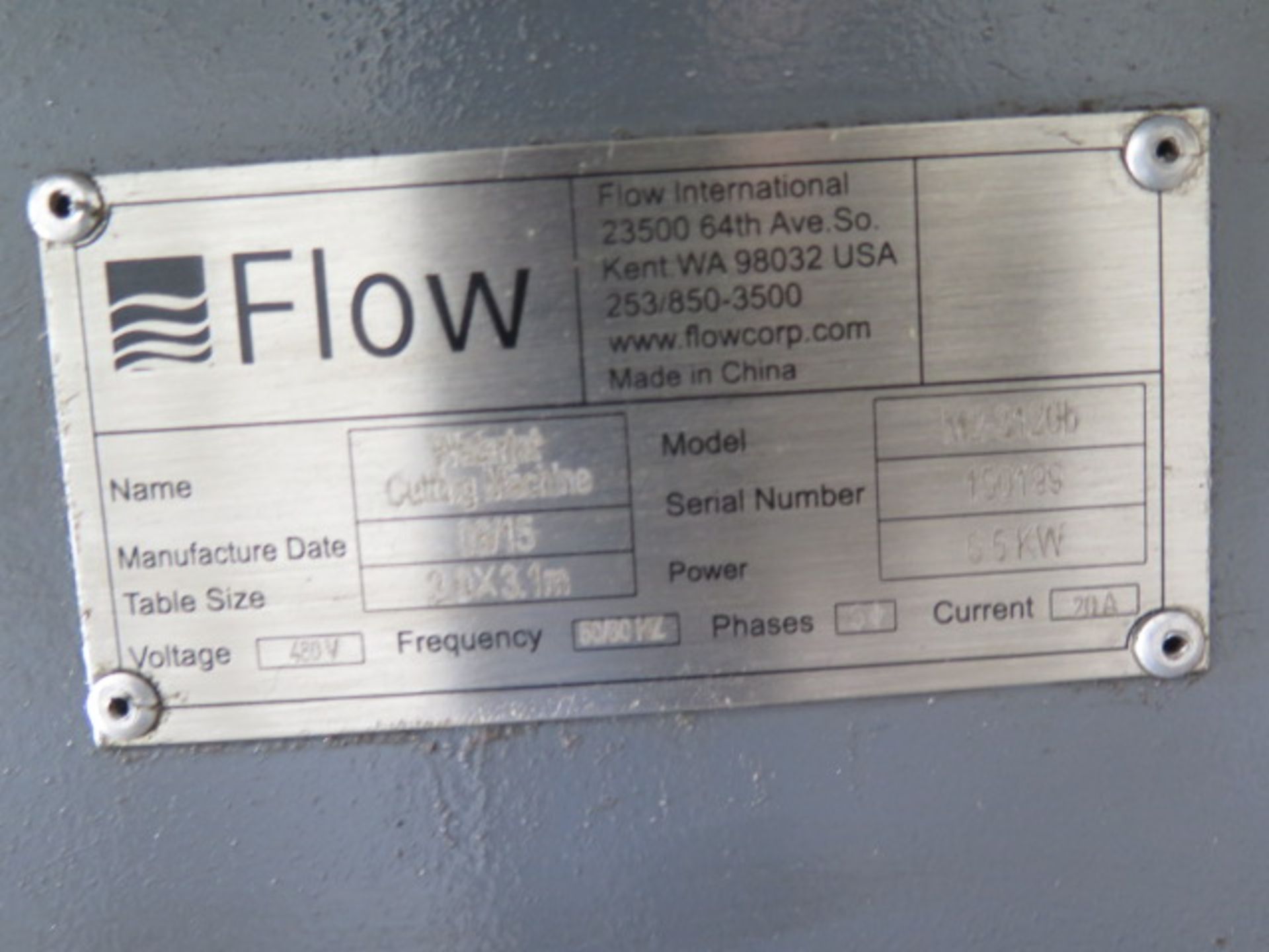 2015 Flow Mach-2 mdl. 3120b CNC Waterjet Contour Machine s/n 150199 w/ Flow CNC Controls, Jet Edge - Image 17 of 18