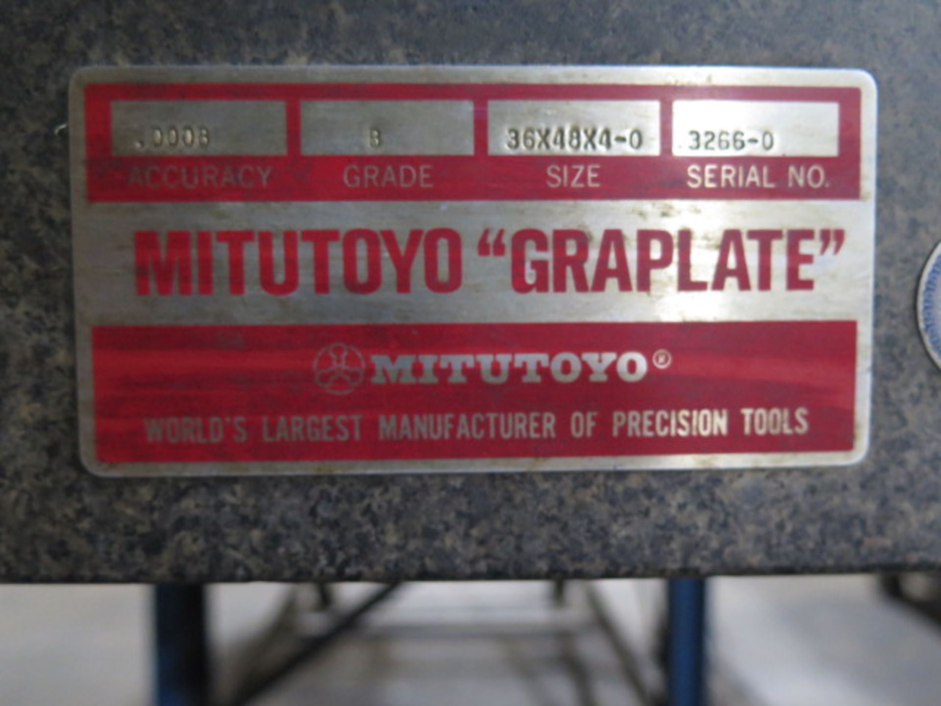 Mitutoyo 36” x 48” x 4” Granite Surface Plate w/ Roll Stand - Image 4 of 4