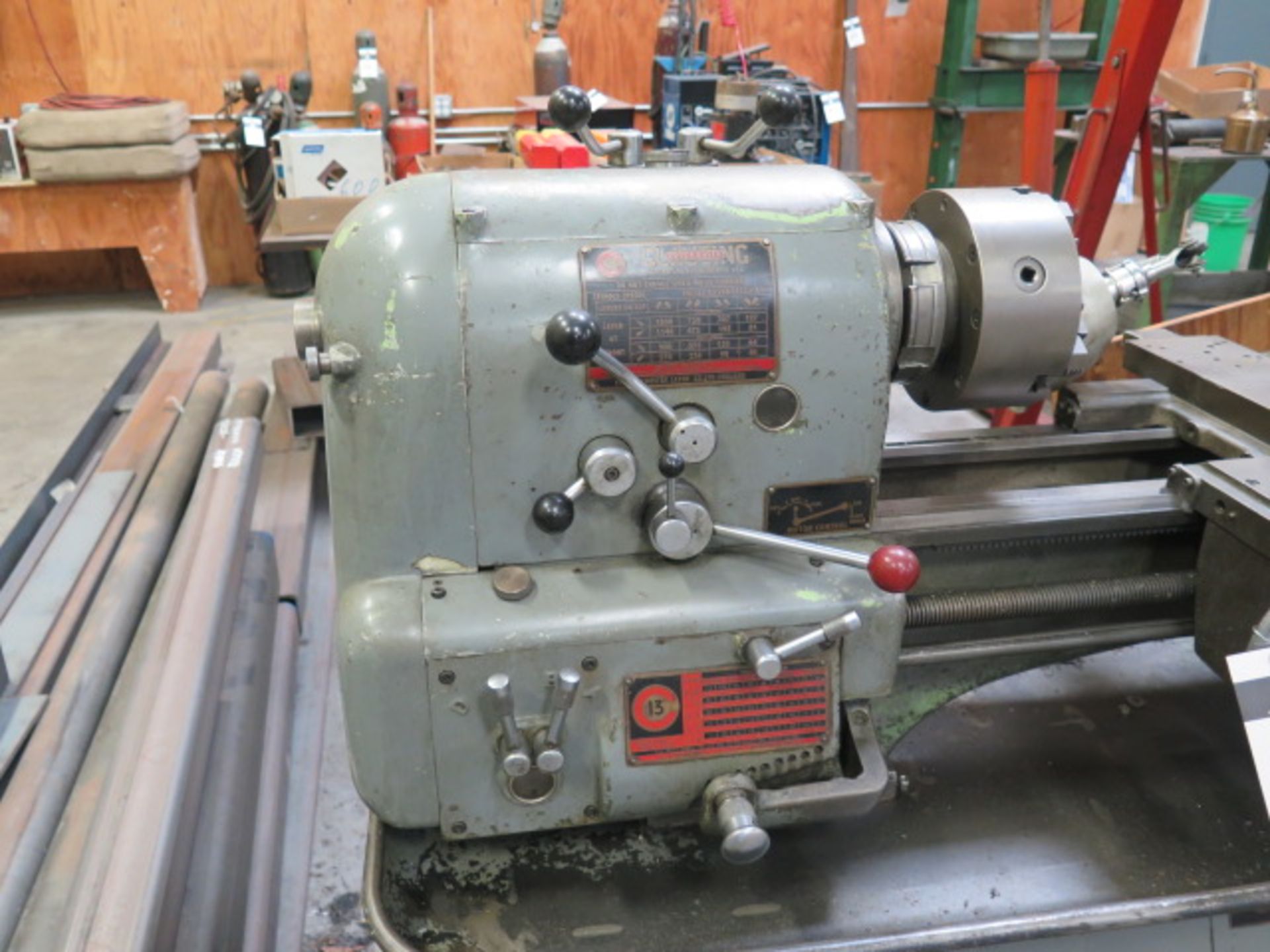 Clausing 15 15" x 42" Geared Head Lathe w/ 40-1800 RPM, Inch Threading, Tailstock 5C Collet Closer - Image 2 of 7