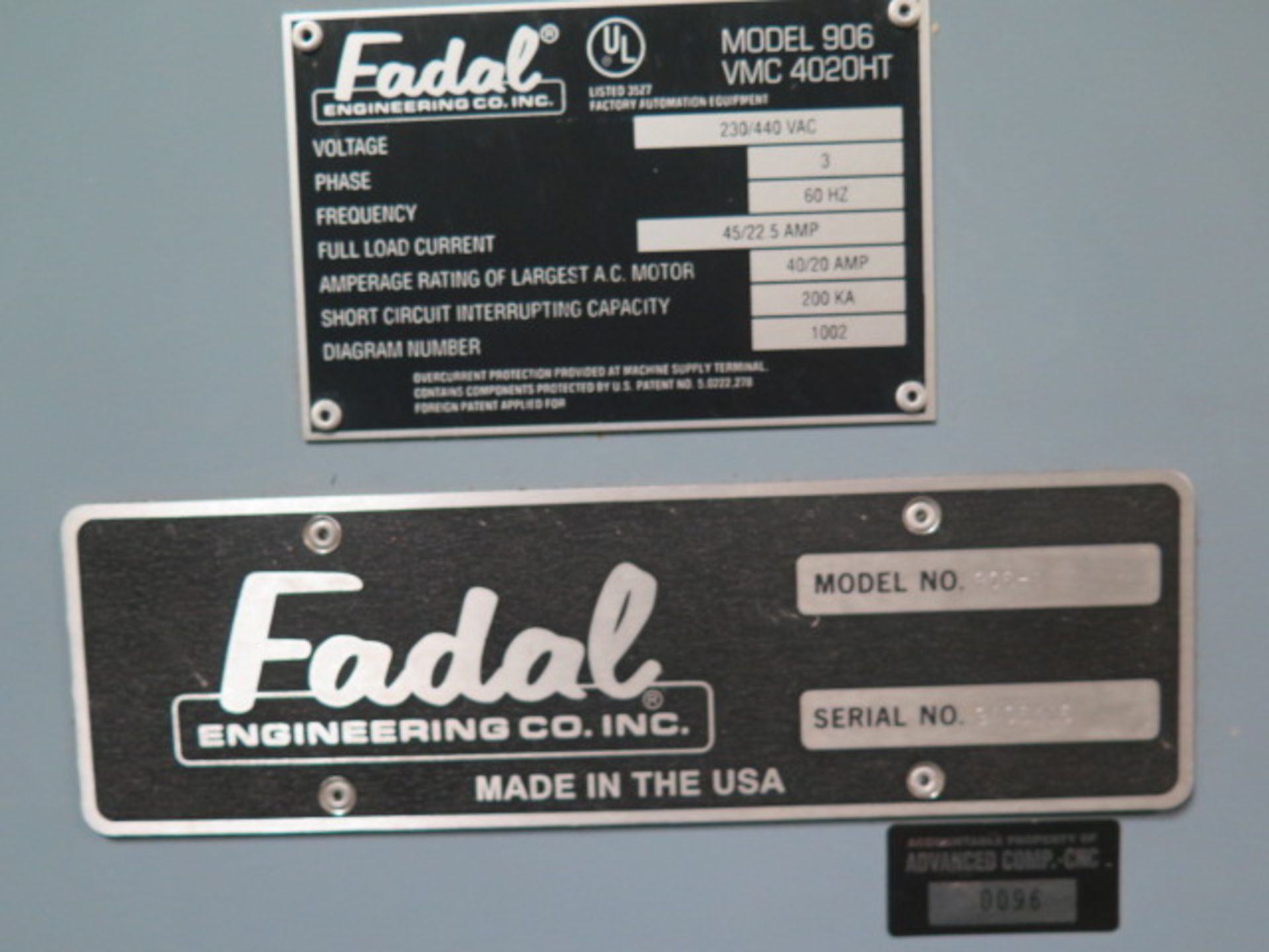 1994 Fadal VMC4020HT CNC Vertical Machining Center s/n 9406416 w/ Fadal CNC88HS Controls, 30-Station - Image 11 of 11