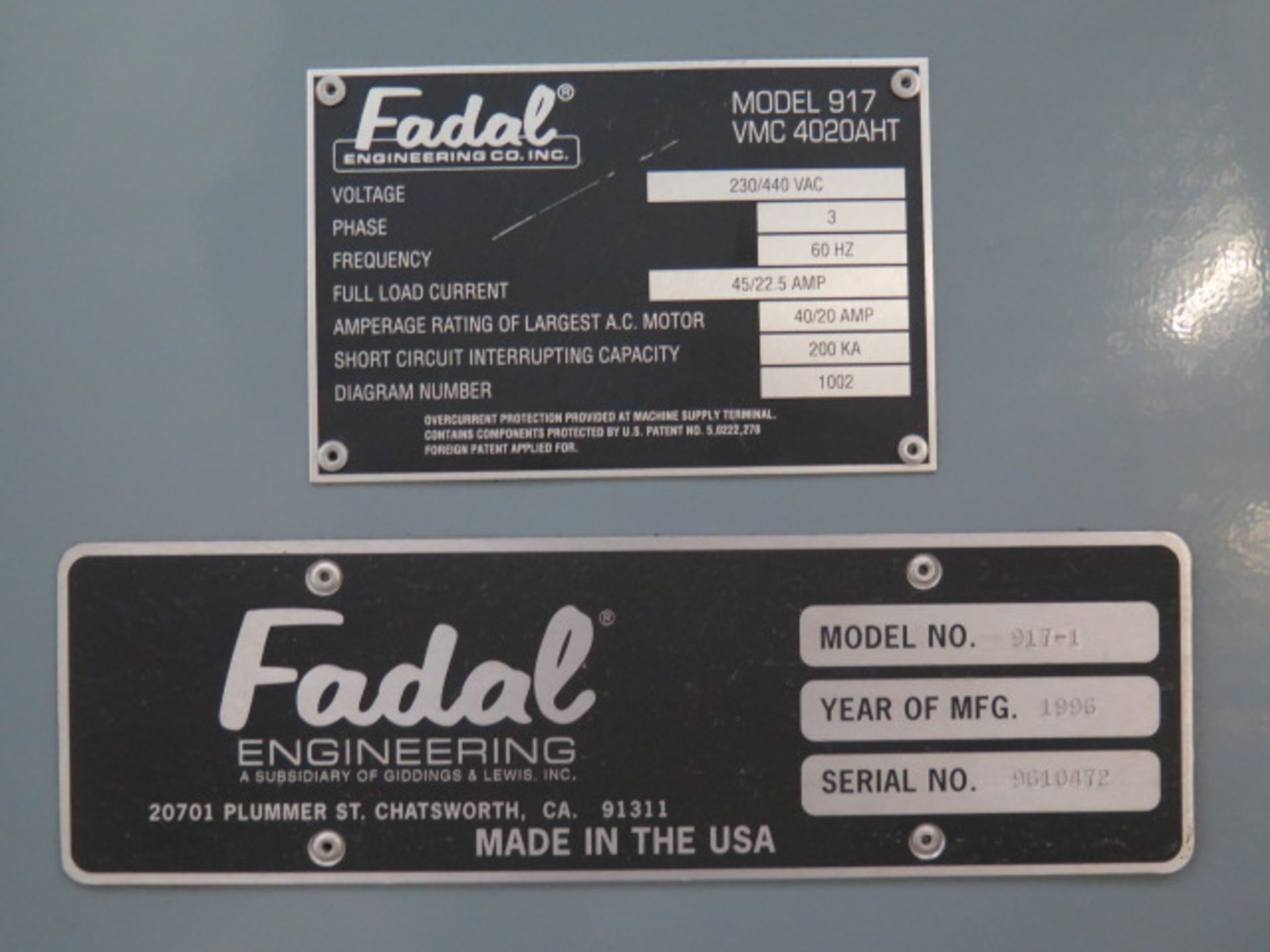 1996 Fadal VMC4020AHT CNC Vertical Machining Center s/n 9610472 w/ Fadal CNC88HS Controls, 21- - Image 12 of 12