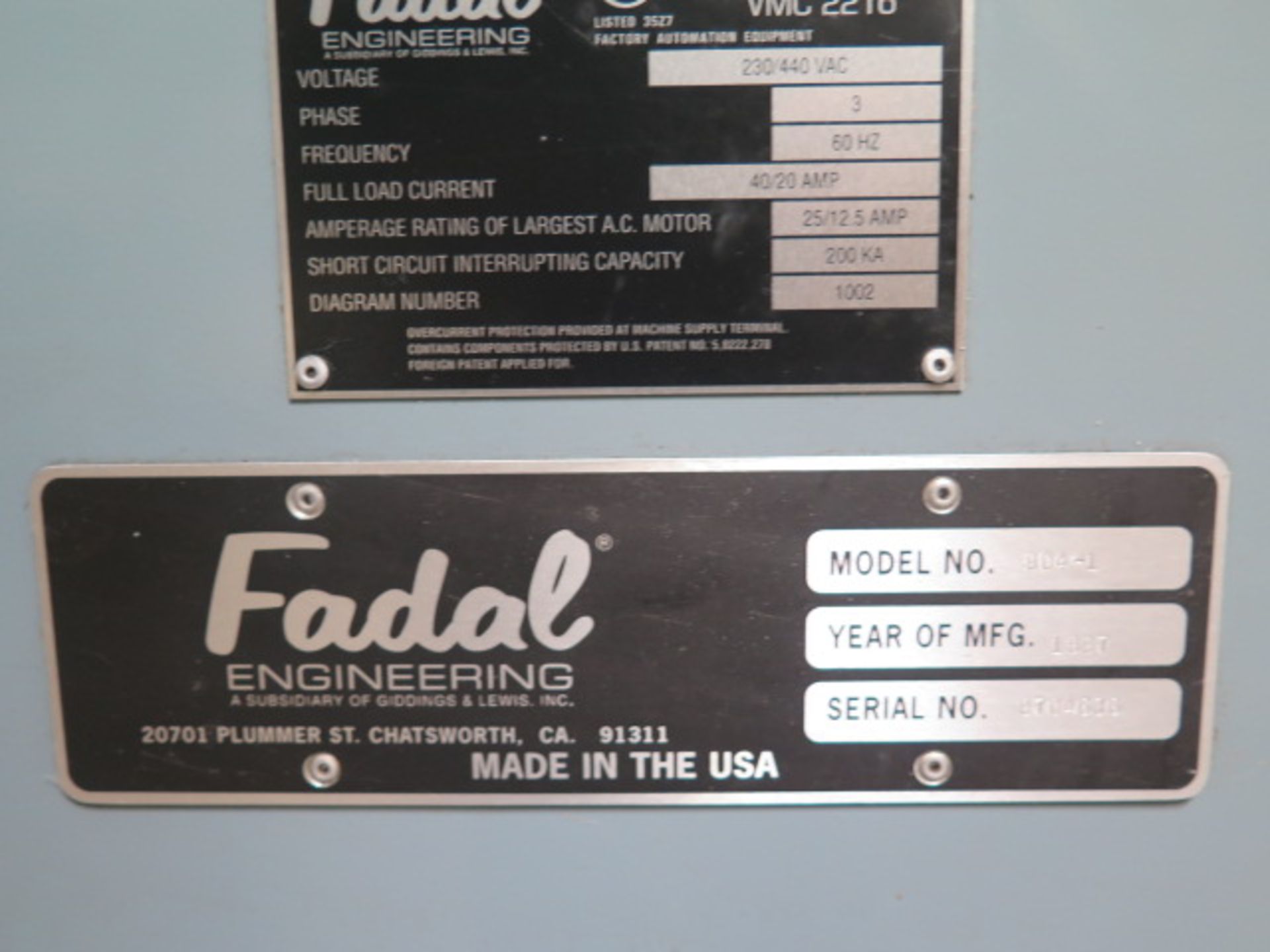 1997 Fadal VMC2216 CNC Vertical Machining Center s/n 9704636 w/ Fadal CNC88HS Controls, 21-Statation - Image 11 of 11