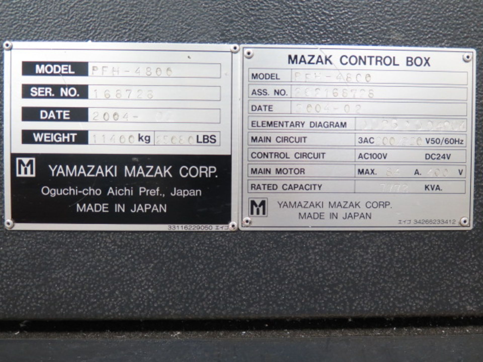 2004 Mazak PFH-4800 4-Axis 2-Pallet CNC HMC s/n 168728 w/ Mazatrol 640M Controls, SOLD AS IS - Image 18 of 18