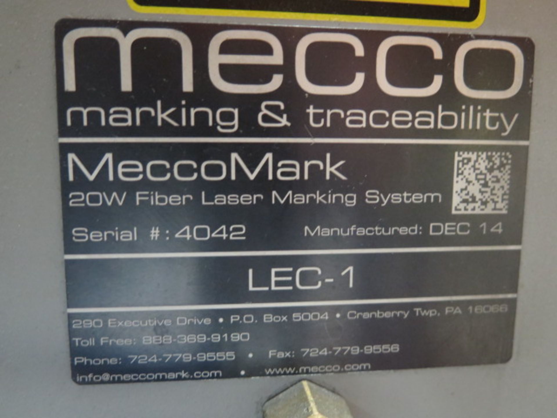 2014 Mecco Marking and Traceability “WinLase LEC-1 MeccoMark” 20kWFiber Laser Marking, SOLD AS IS - Image 9 of 10