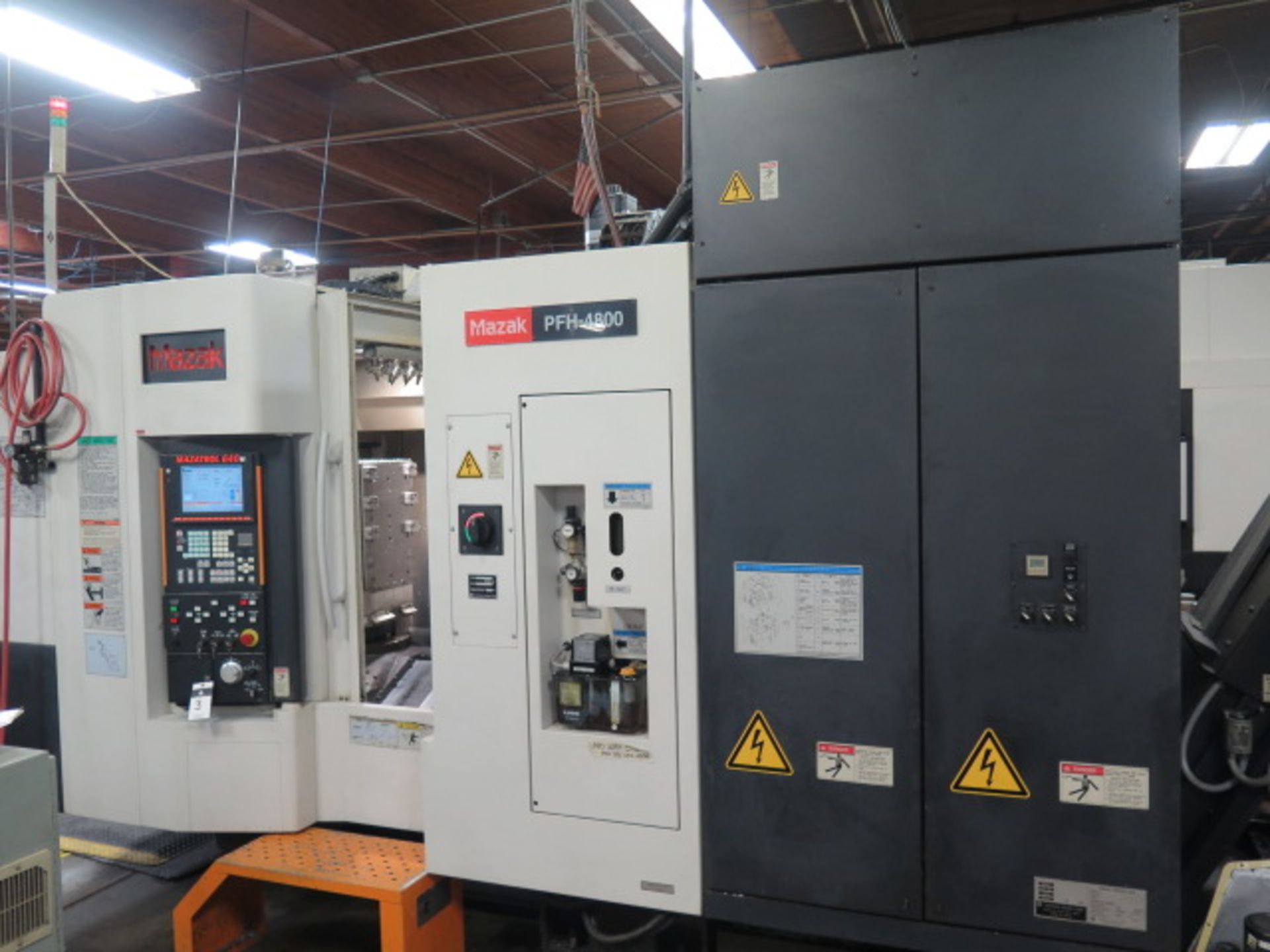 2004 Mazak PFH-4800 4-Axis 2-Pallet CNC HMC s/n 168728 w/ Mazatrol 640M Controls, SOLD AS IS