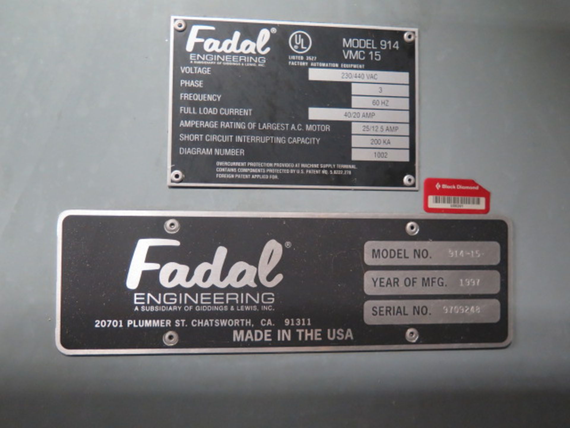 1997 Fadal VMC15 4-Axis CNC Vertical Machining Center s/n 9709248 w/ Fadal CNC88HS Cont, SOLD AS IS - Image 12 of 13