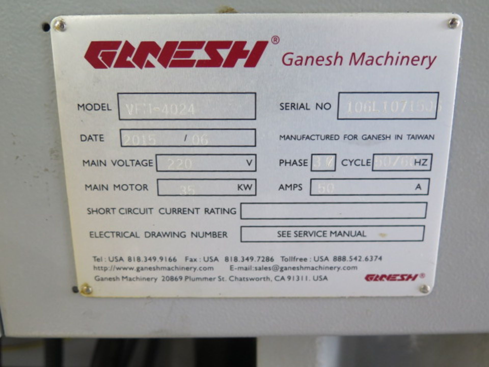 2015 Ganesh VFM-4020 EXPRESS CNC Vertical Machining Center s/n 106L1071506 w/ Mitsubishi M700 Contr - Image 21 of 21