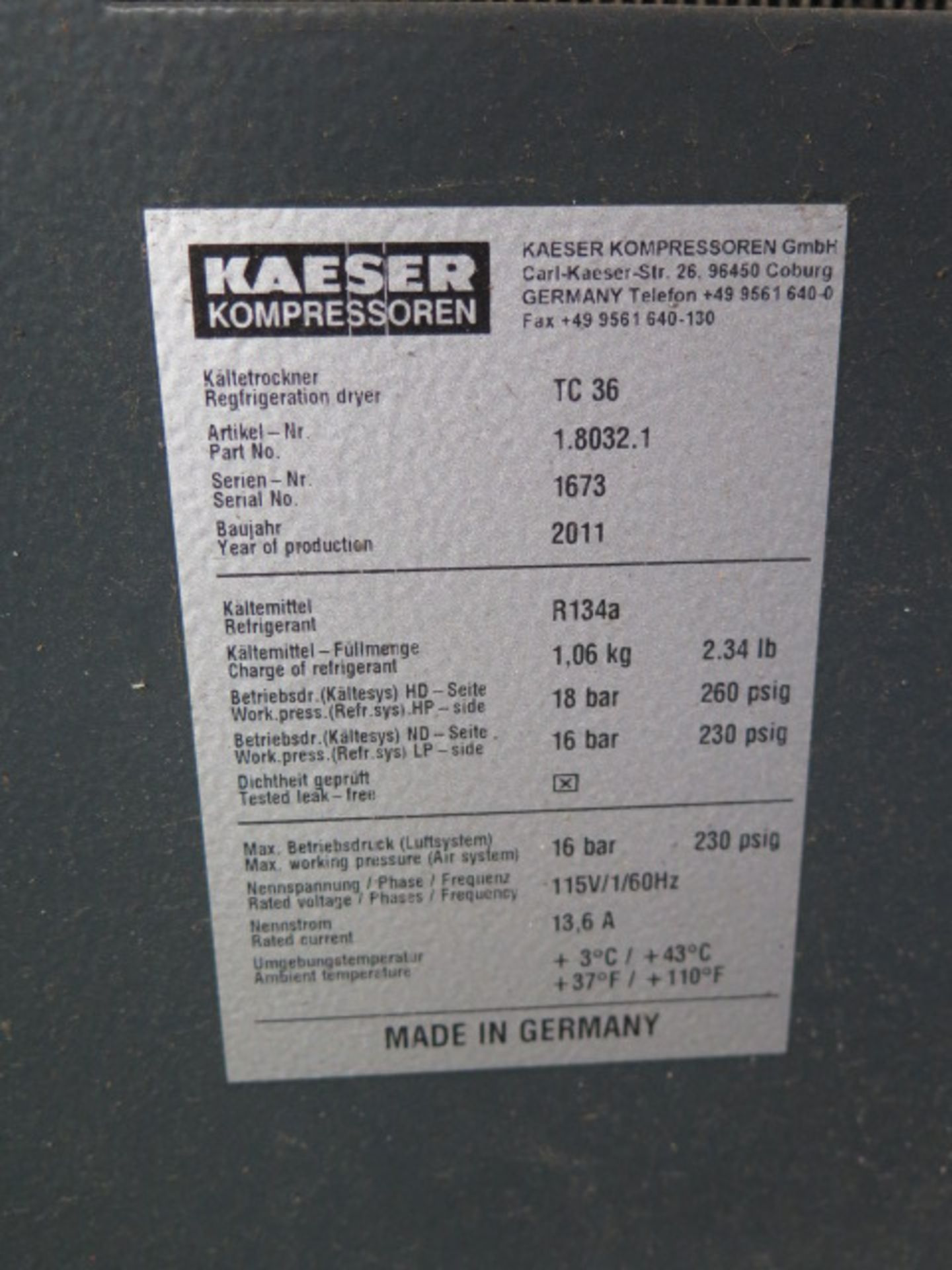 2005 Kaeser ASD25 25Hp Rotary Air Compressor s/n 1015 w/ Kaeser Sigma Digital Controls, 115 CFM @ - Image 8 of 9