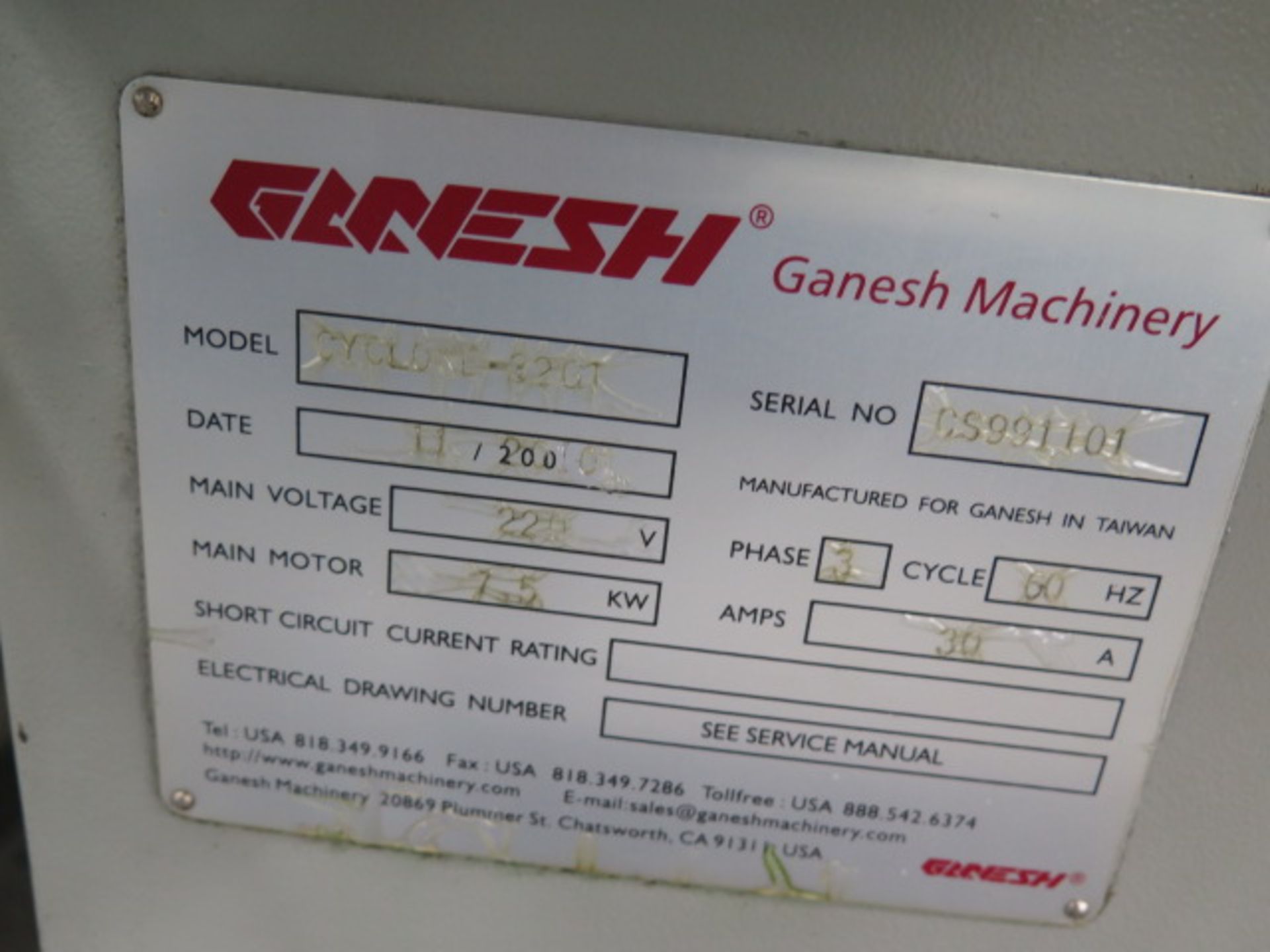 2010 Ganesh Cyclone-32GT CNC Cross Slide Turning Center s/n CS991101 w/ Ganesh Controls, 8-Station T - Image 16 of 16