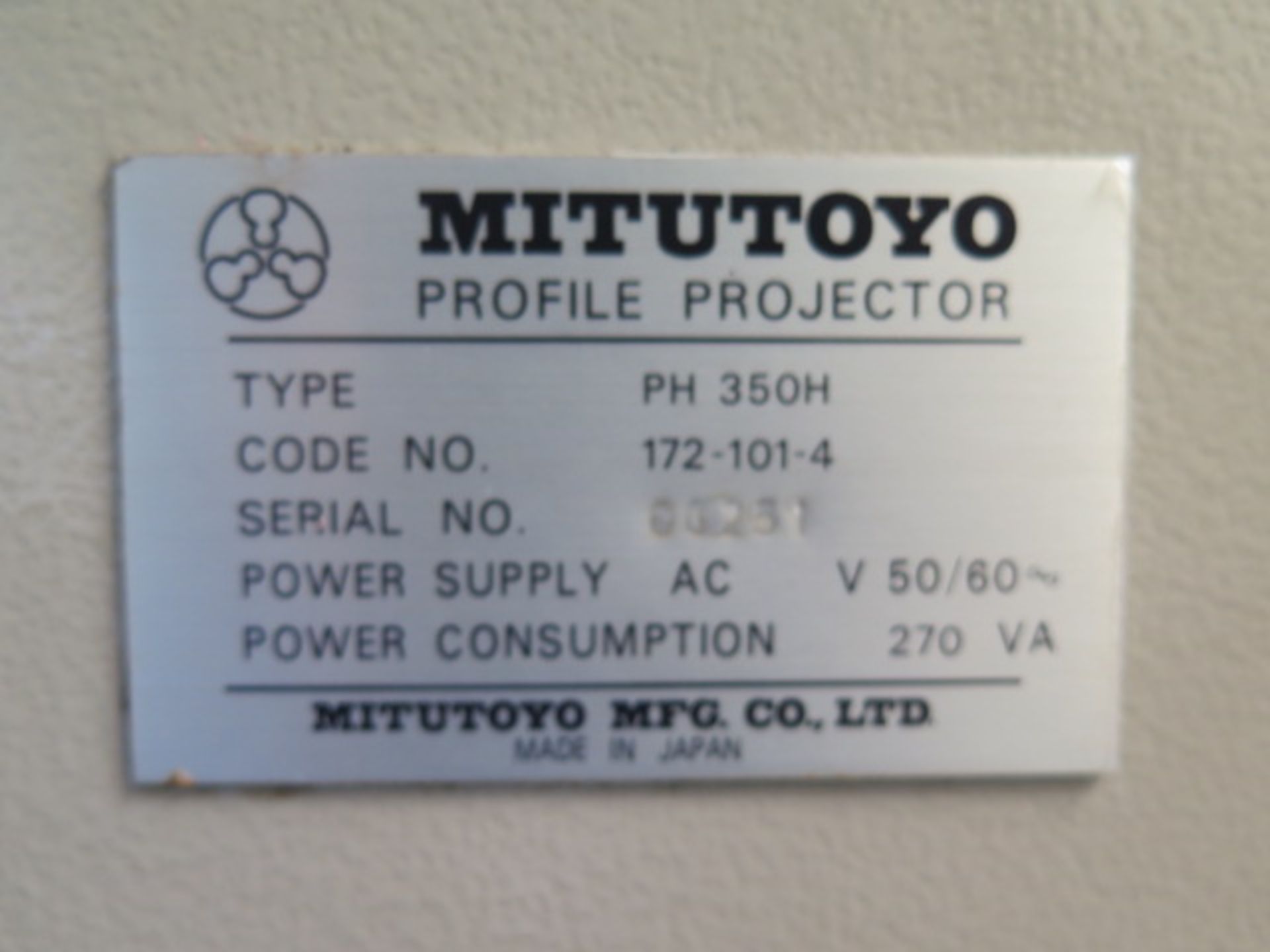 Mitutoyo PH350 13" Optical Comparator s/n 60251 w/ Optoeye M1 Edge Detector, Dial Indicator - Image 8 of 8