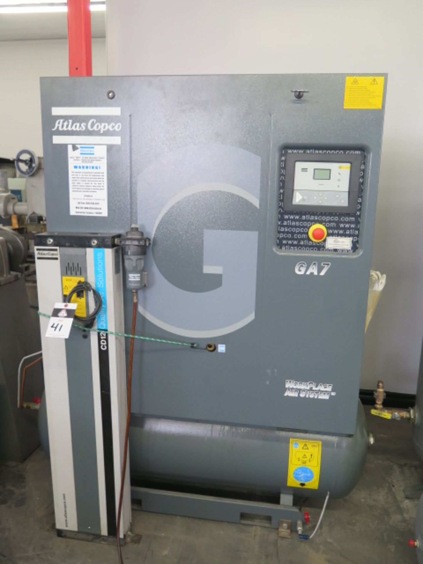 2010 Atlas Copco GA7P 7.5Hp Rotary Air Compressor s/n CAI703140 w/ 80 Gallon Tank, Atlas Copco