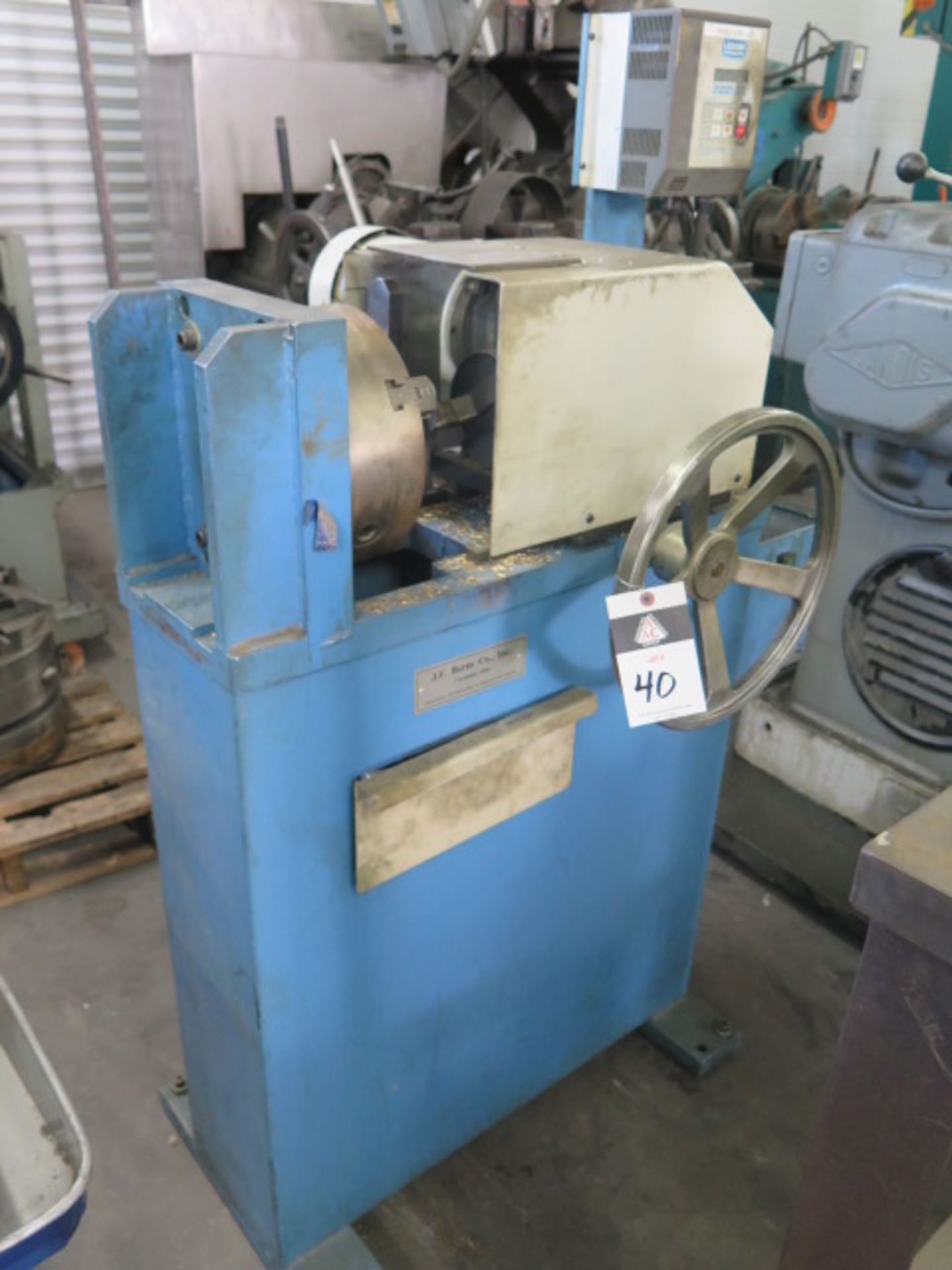 J.F. Berus mdl. 76-JP-3 OD Chamfering Machine s/n 76-3-447 w/ 10” 3-Jaw Chuck, 3” Thru Chuck Bore