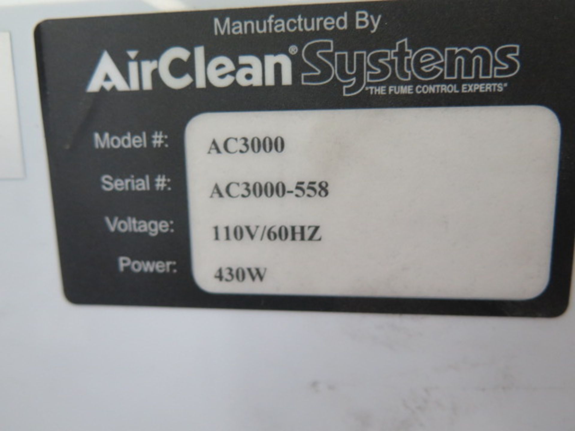 Air Clean Systems “AirClean 3000” Bench Model Flow Hood s/n AC3000-558 w/ Airsafe Digital Controls - Image 7 of 7