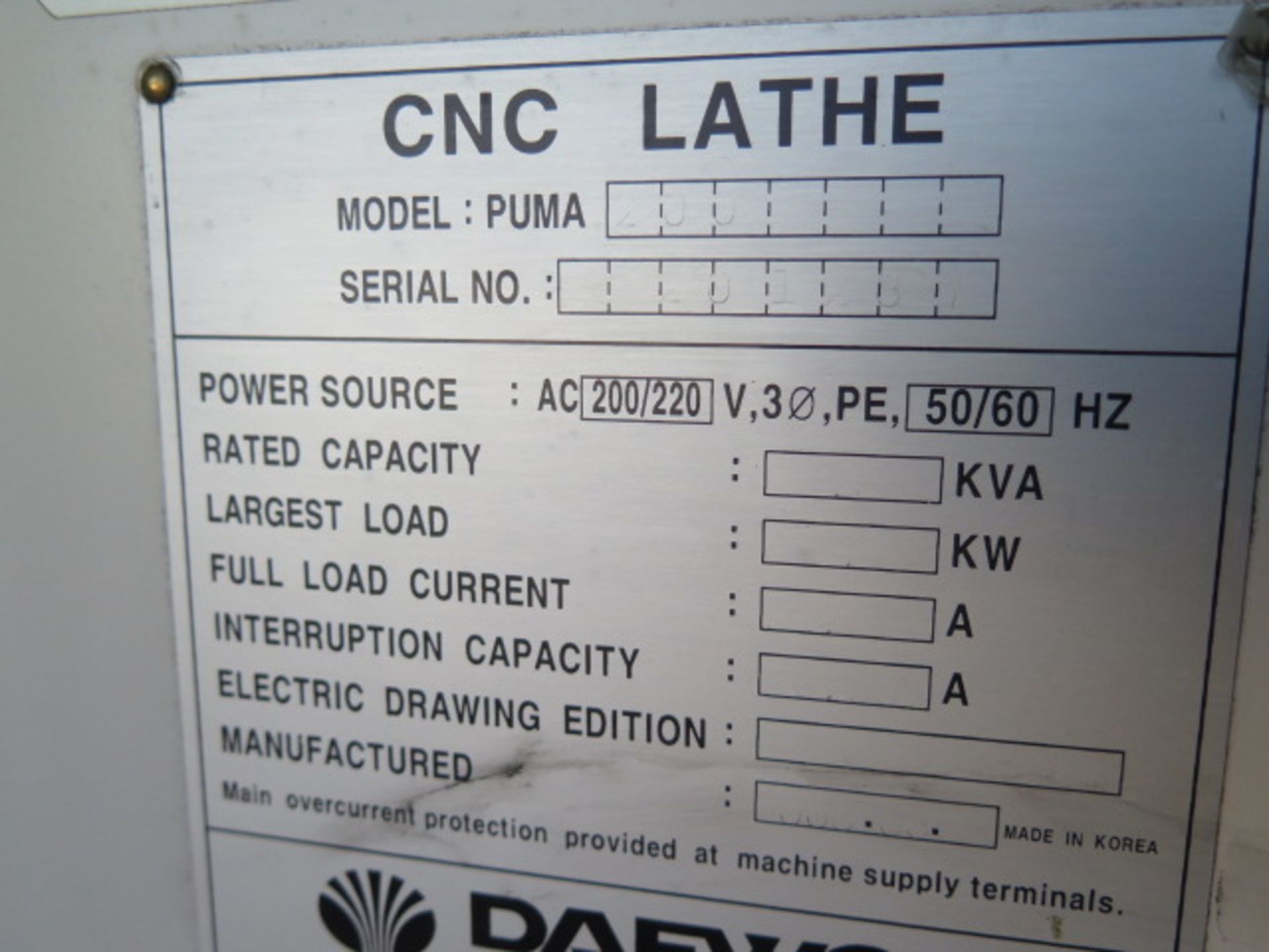 Daewoo Puma 200 CNC Turning Center s/n 201237 w/ Fanuc Series 21-T Controls, Tool Presetter, 12- - Image 27 of 32