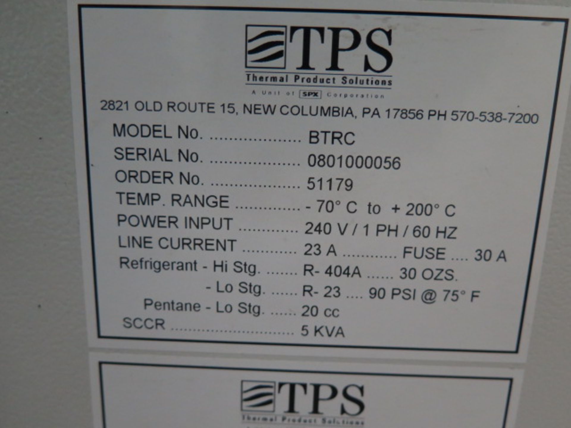 TPS Tenney mdl. BTRC -70 Deg C to 200 Deg C Thermal Chamber s/n 0801000056 w/ Tenney VersaTenn II - Image 15 of 15