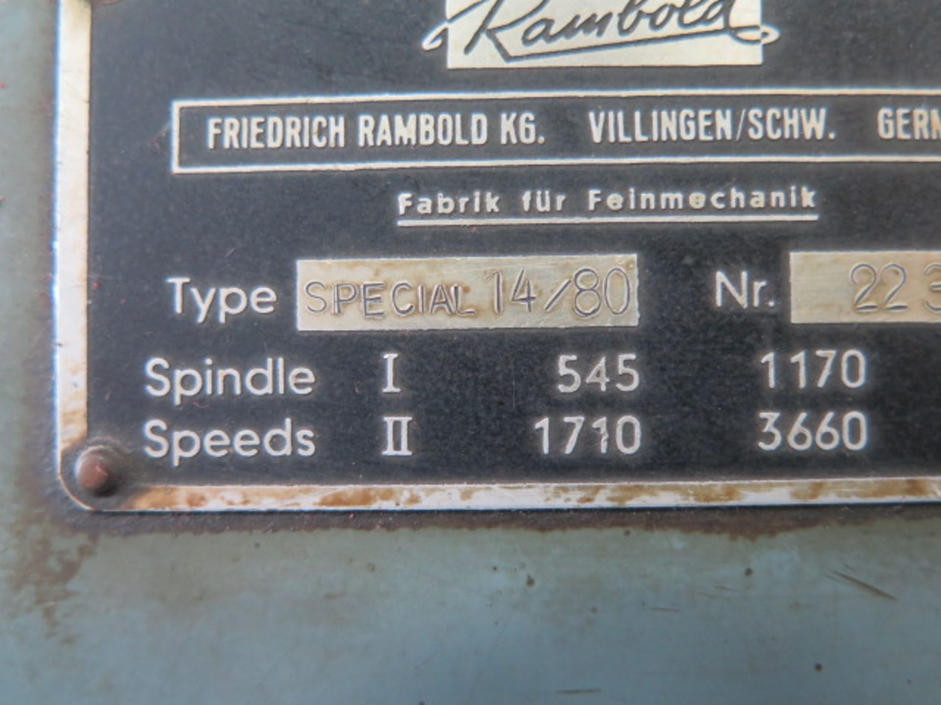 Rambold Second OP Lathe w/ 3-Speeds, 6-Station Turret, Compound Cross Slide, Cross Slide, Tailstock - Image 13 of 14